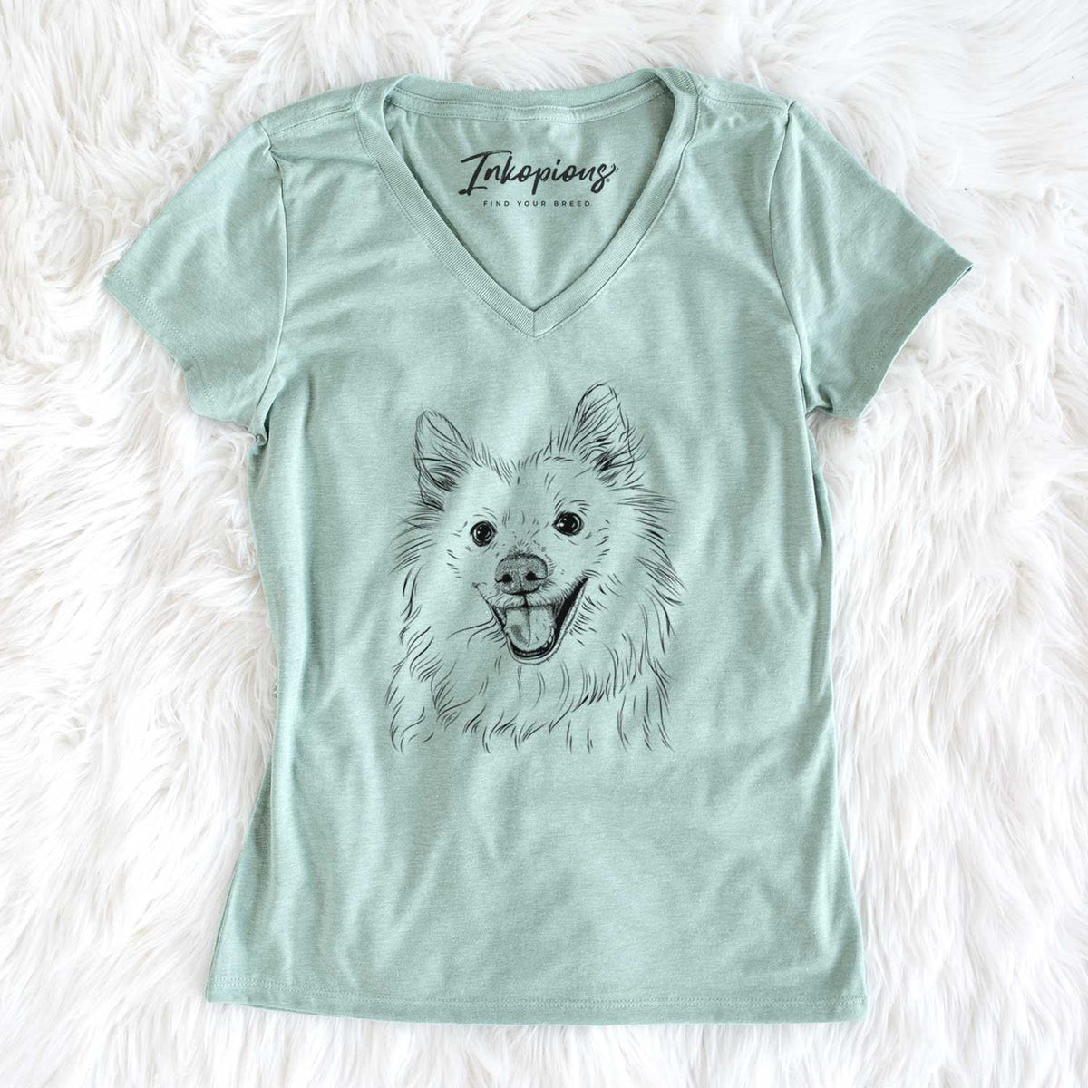 Bare Miki the American Eskimo - Women&#39;s V-neck Shirt