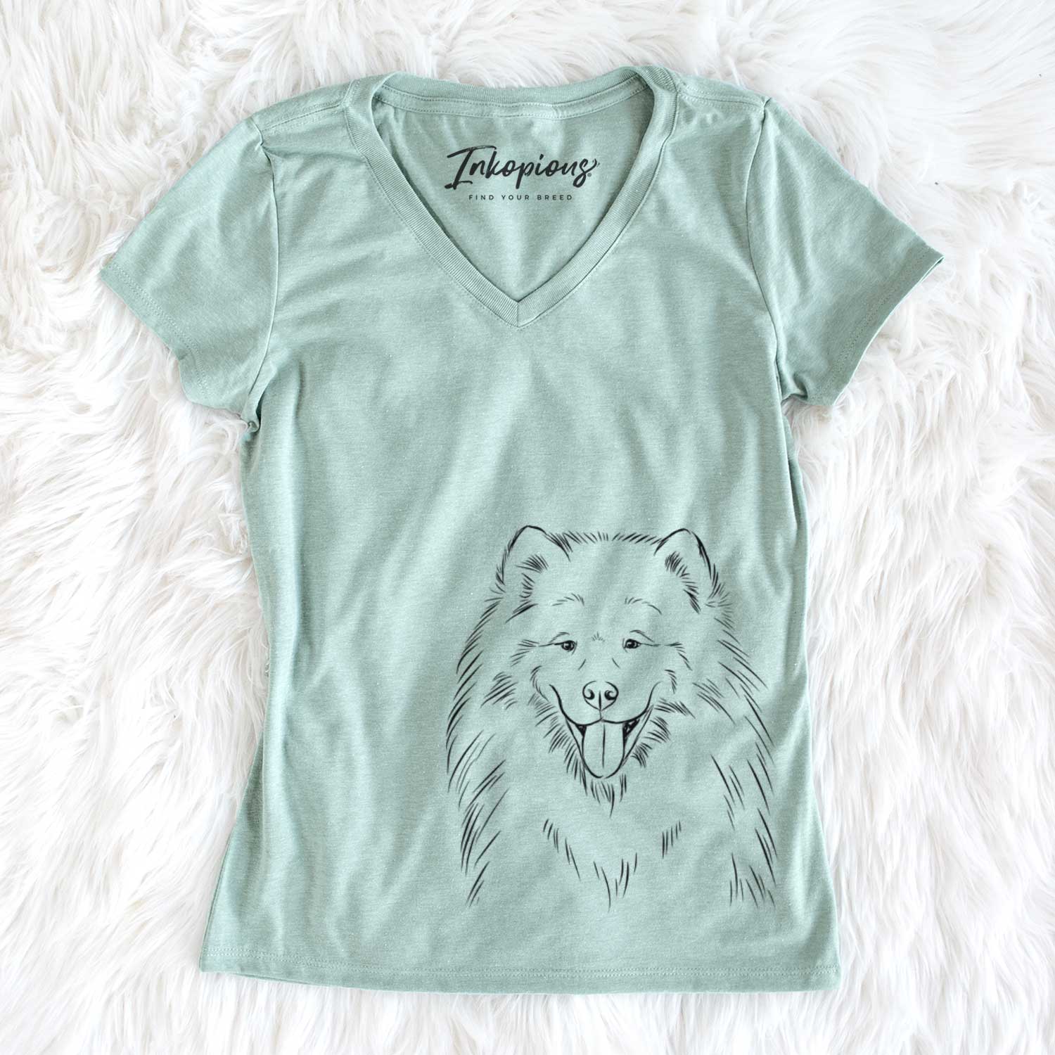 Bare Mikko the Samoyed - Women's V-neck Shirt