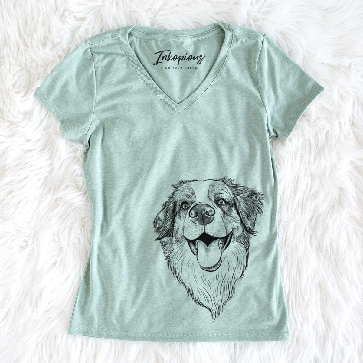 Bare Mila the Australian Shepherd - Women's V-neck Shirt