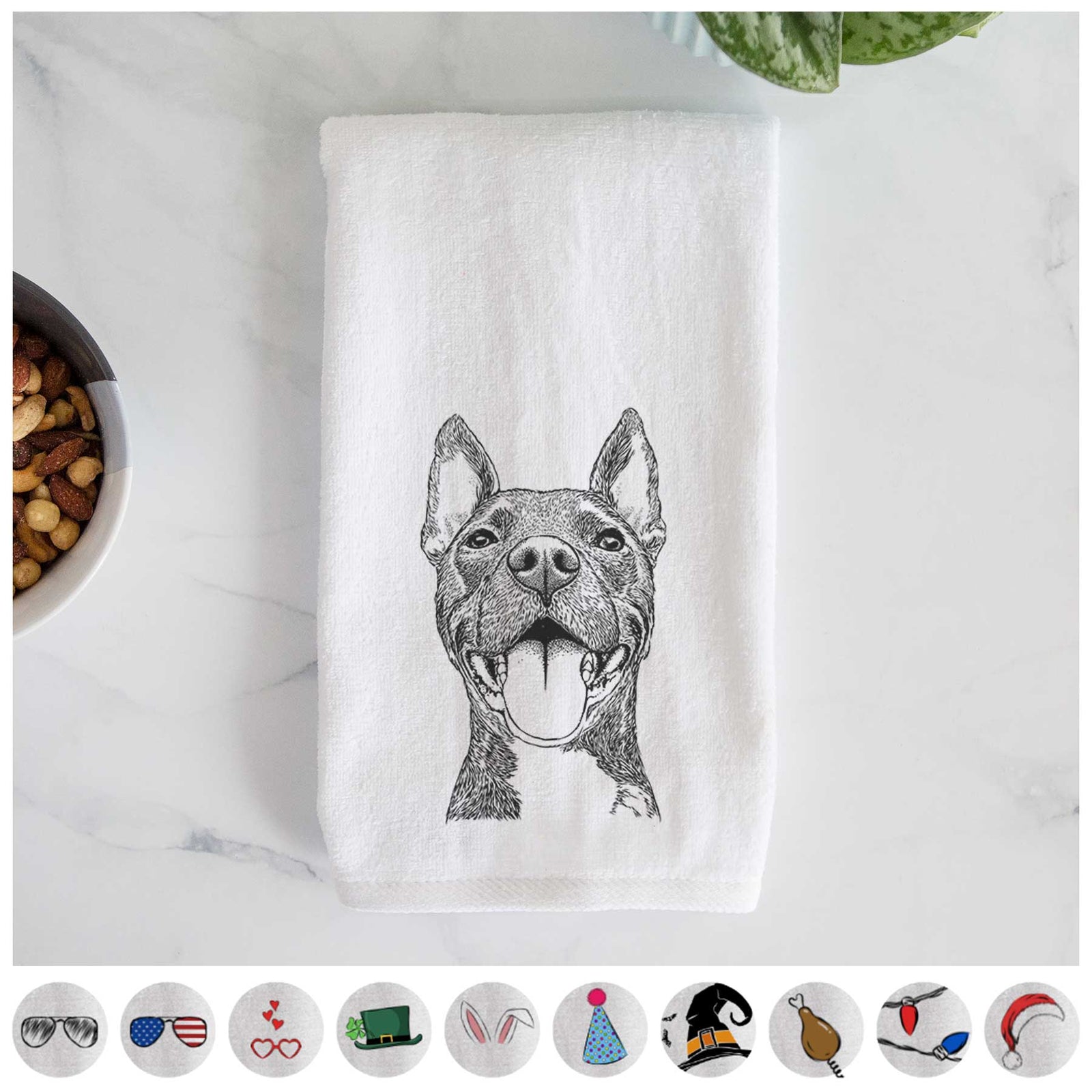 Milo the Pitbull Mix Decorative Hand Towel