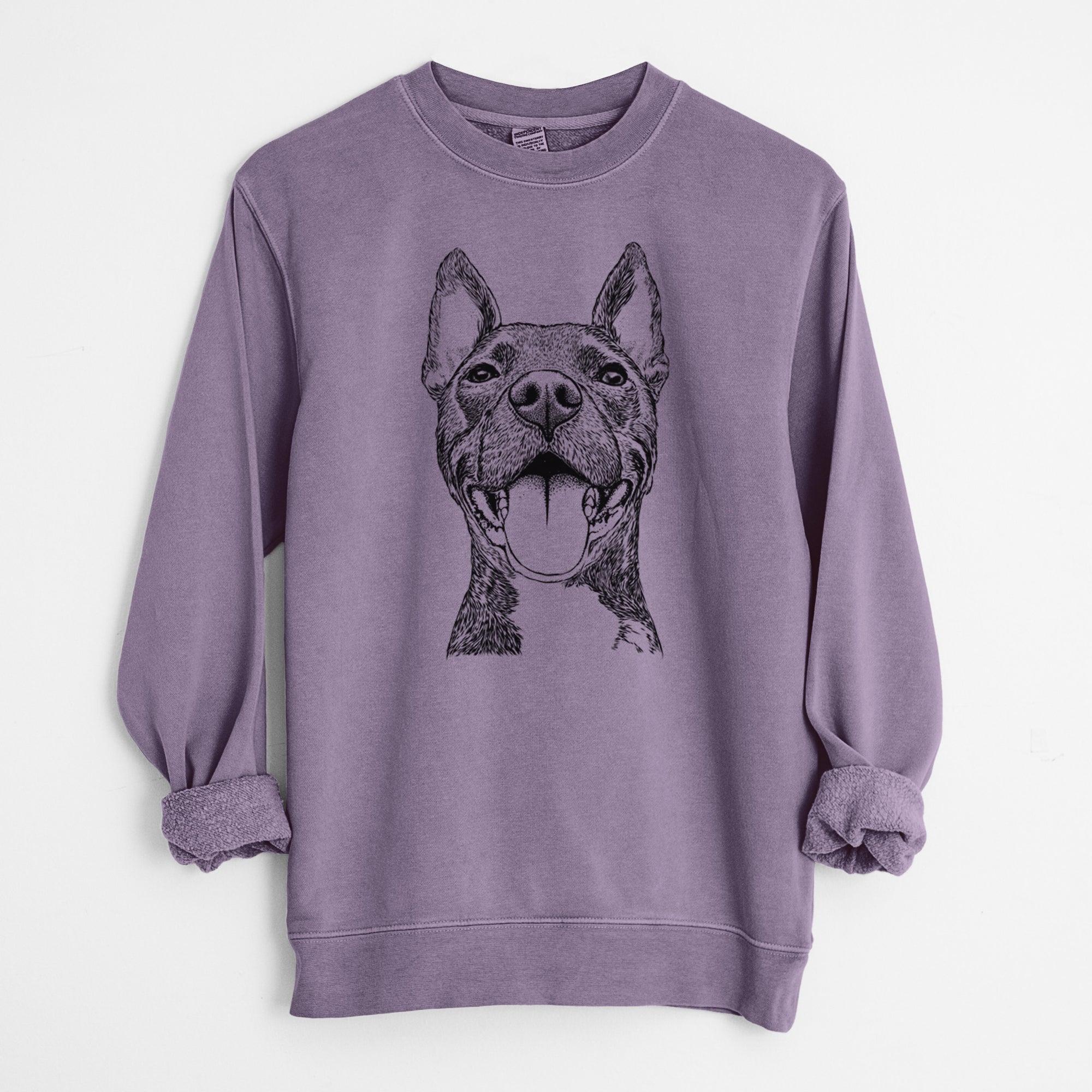 Bare Milo the Pitbull Mix - Unisex Pigment Dyed Crew Sweatshirt