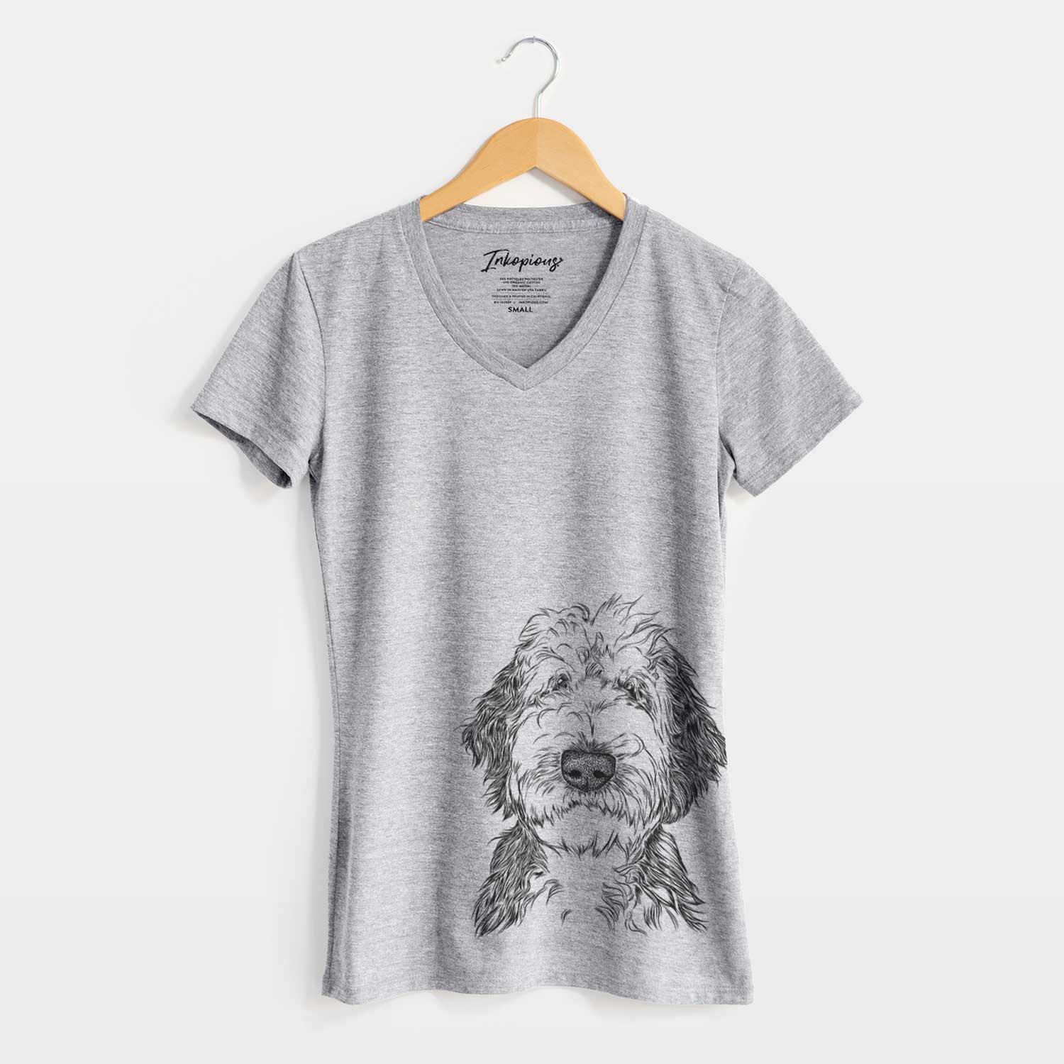 Bare Milo Fluff the Sheepadoodle - Women's V-neck Shirt