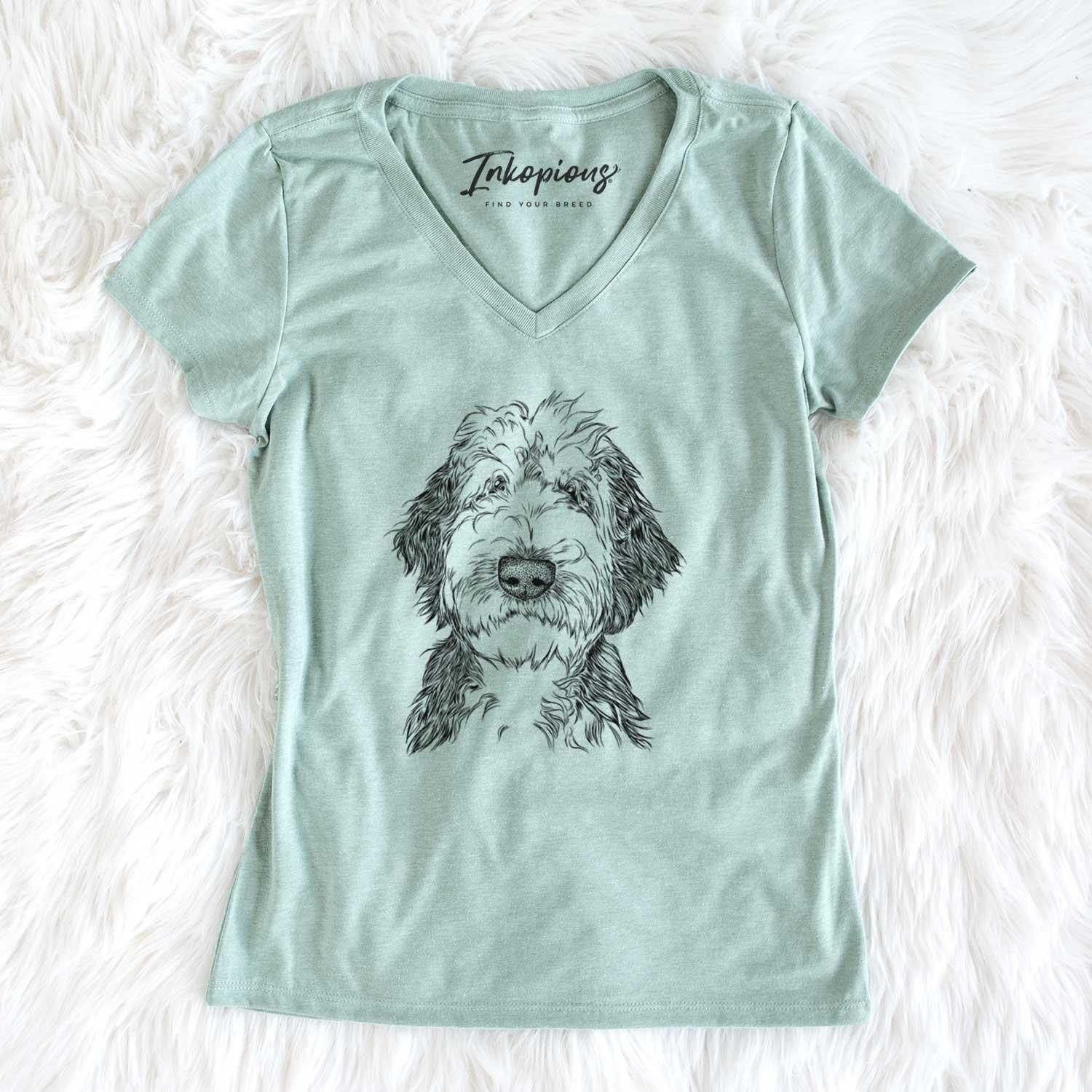 Bare Milo Fluff the Sheepadoodle - Women's V-neck Shirt