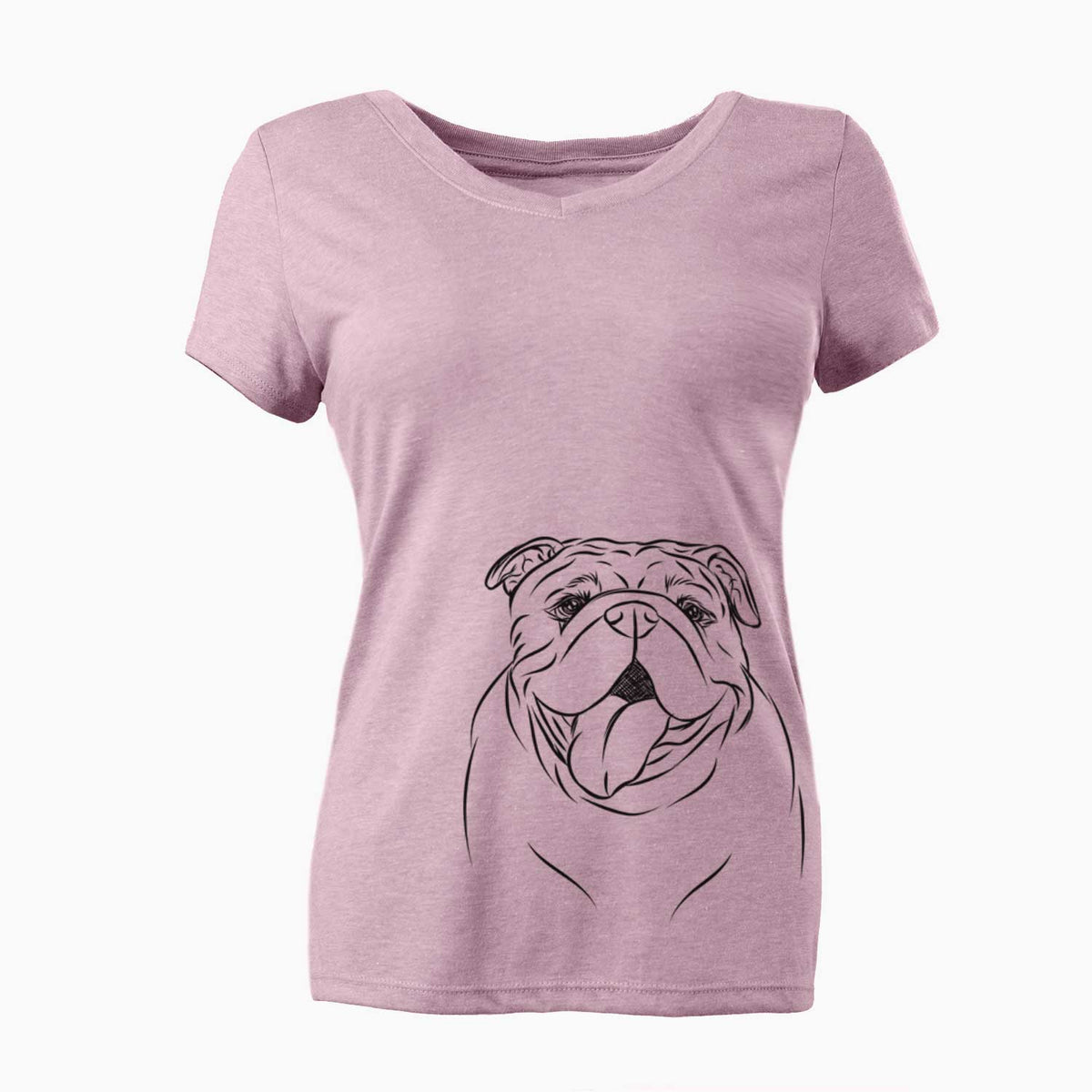 Bare Missy Moo the English Bulldog - Women's V-neck Shirt