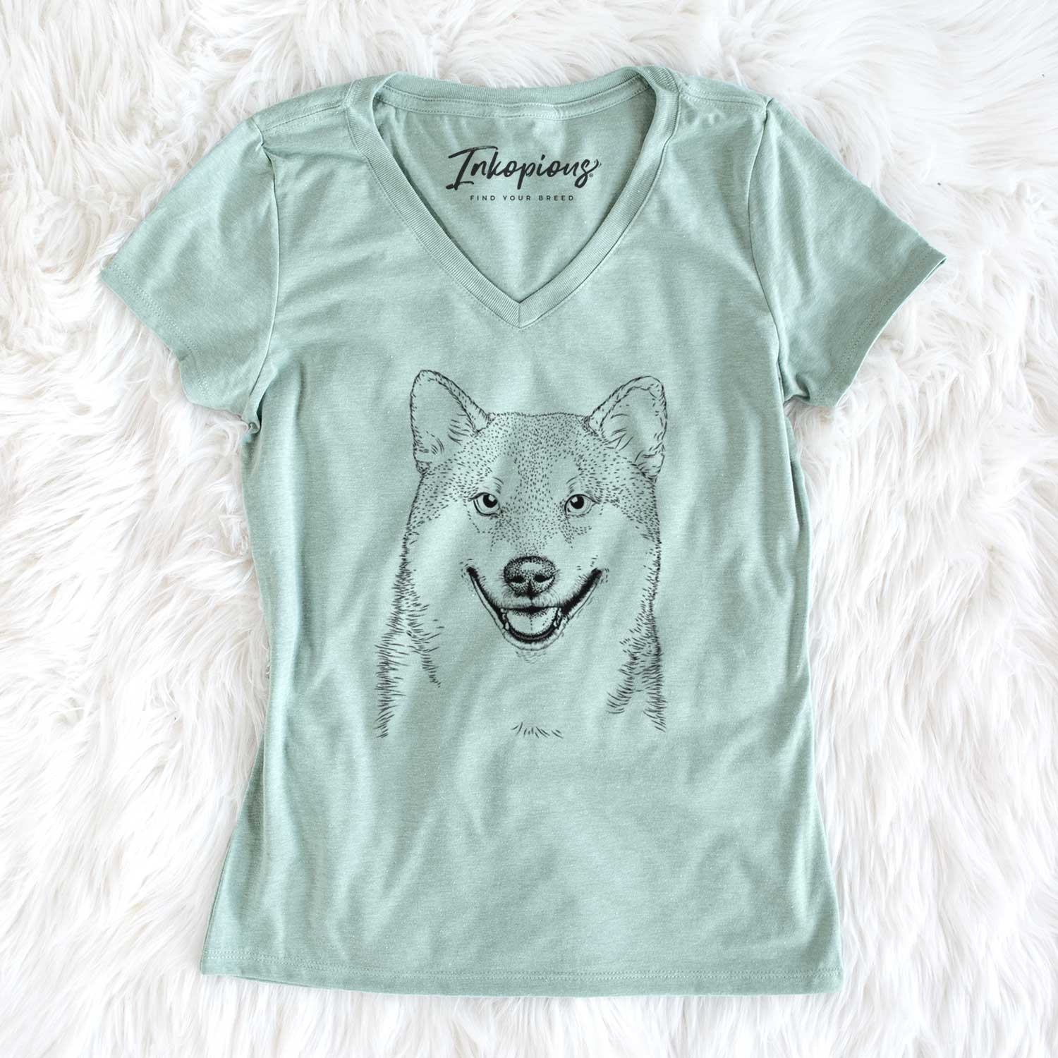 Bare Mitsu the Shiba Inu - Women's V-neck Shirt