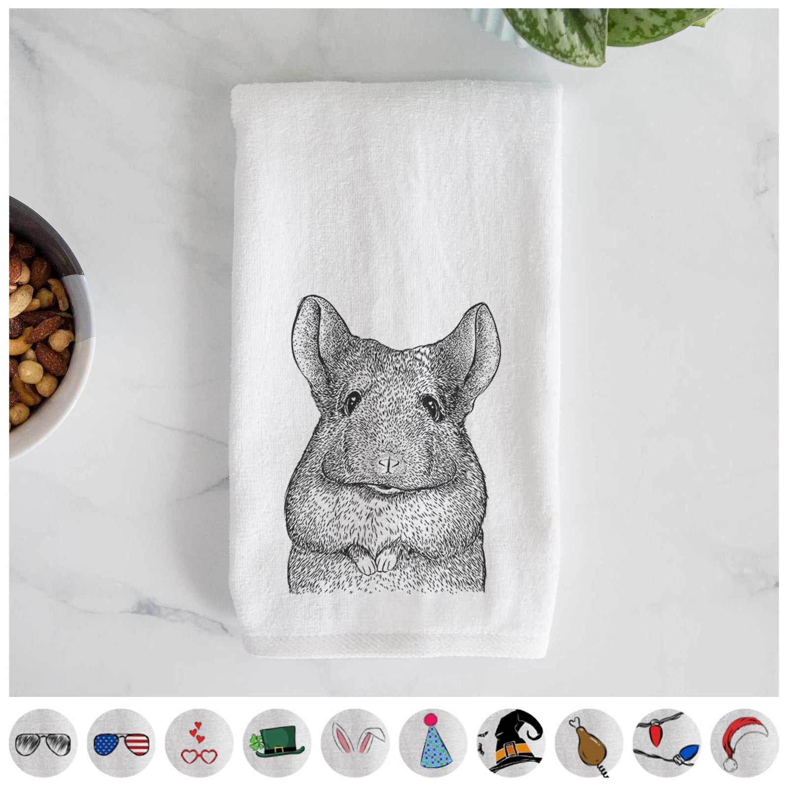 Mojo the Chinchilla Decorative Hand Towel