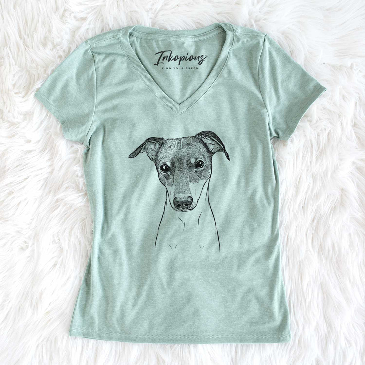 Bare Momo the Japanese Terrier - Women&#39;s V-neck Shirt