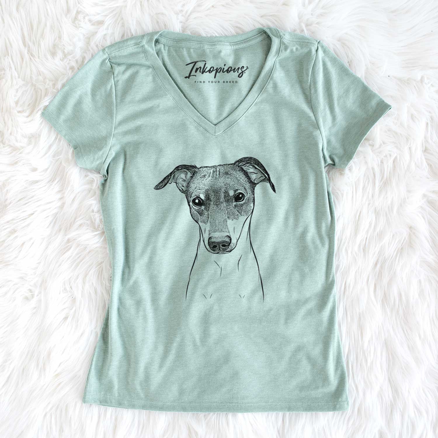 Bare Momo the Japanese Terrier - Women's V-neck Shirt