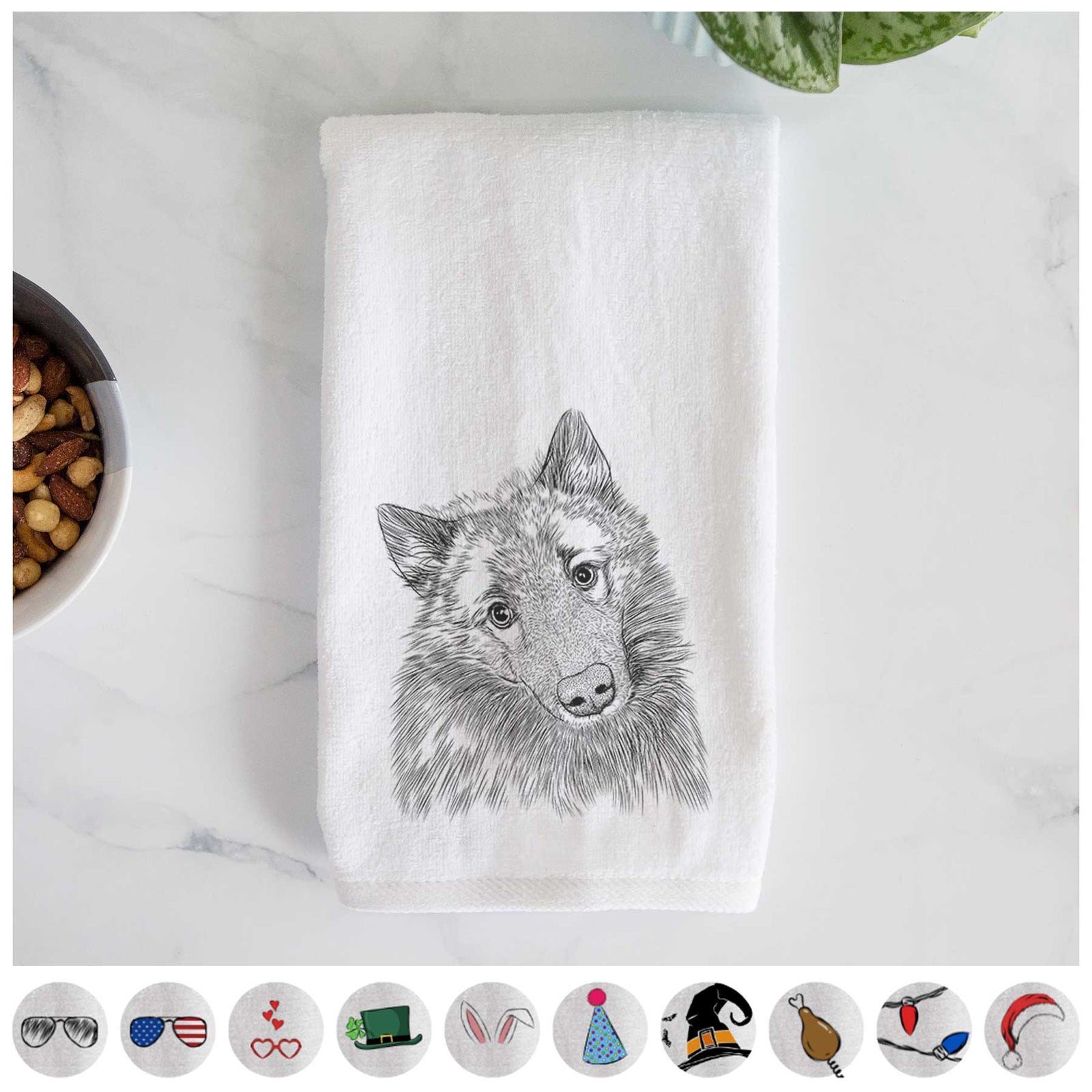 Mr. Maverick the Keeshond Decorative Hand Towel