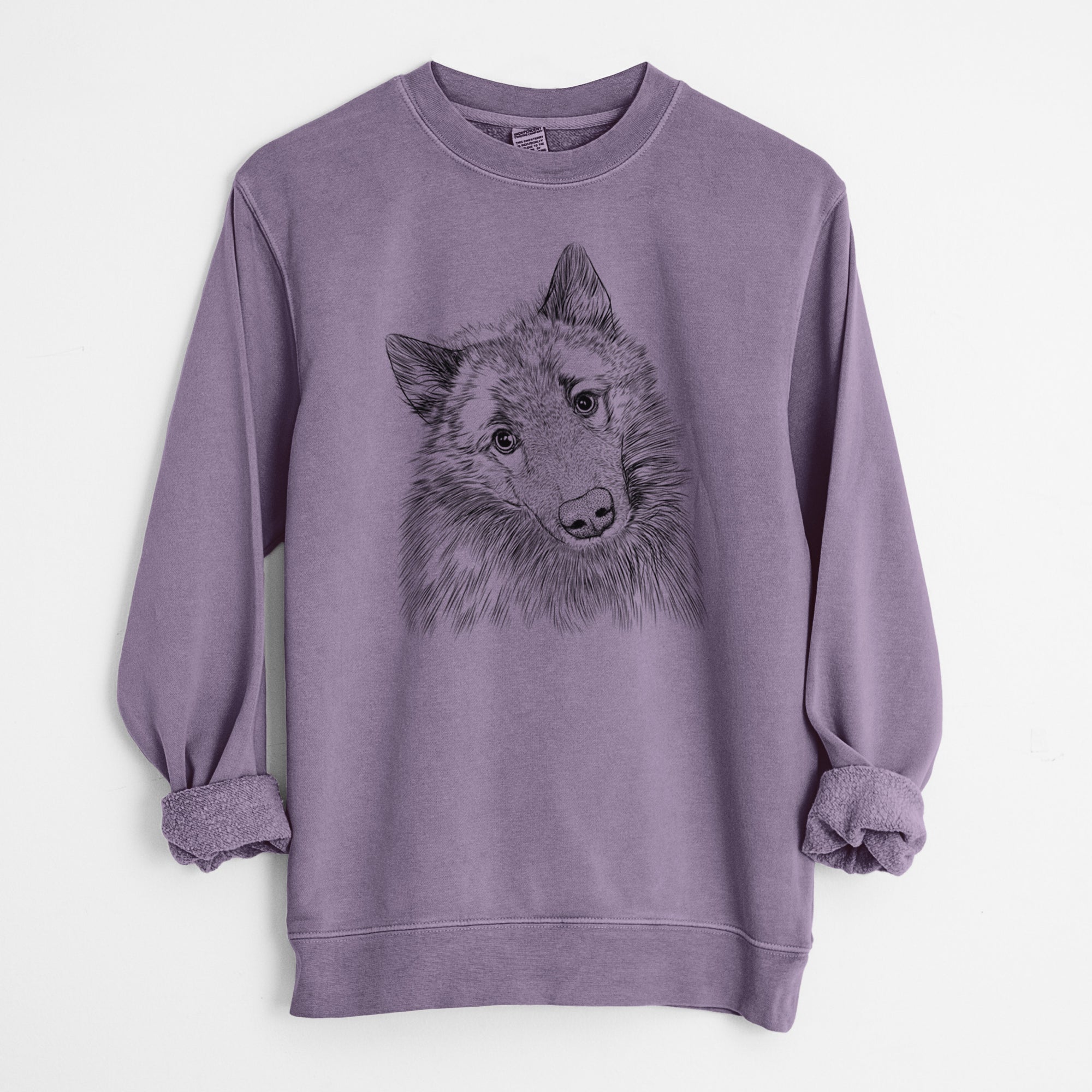 Bare Mr. Maverick the Keeshond - Unisex Pigment Dyed Crew Sweatshirt