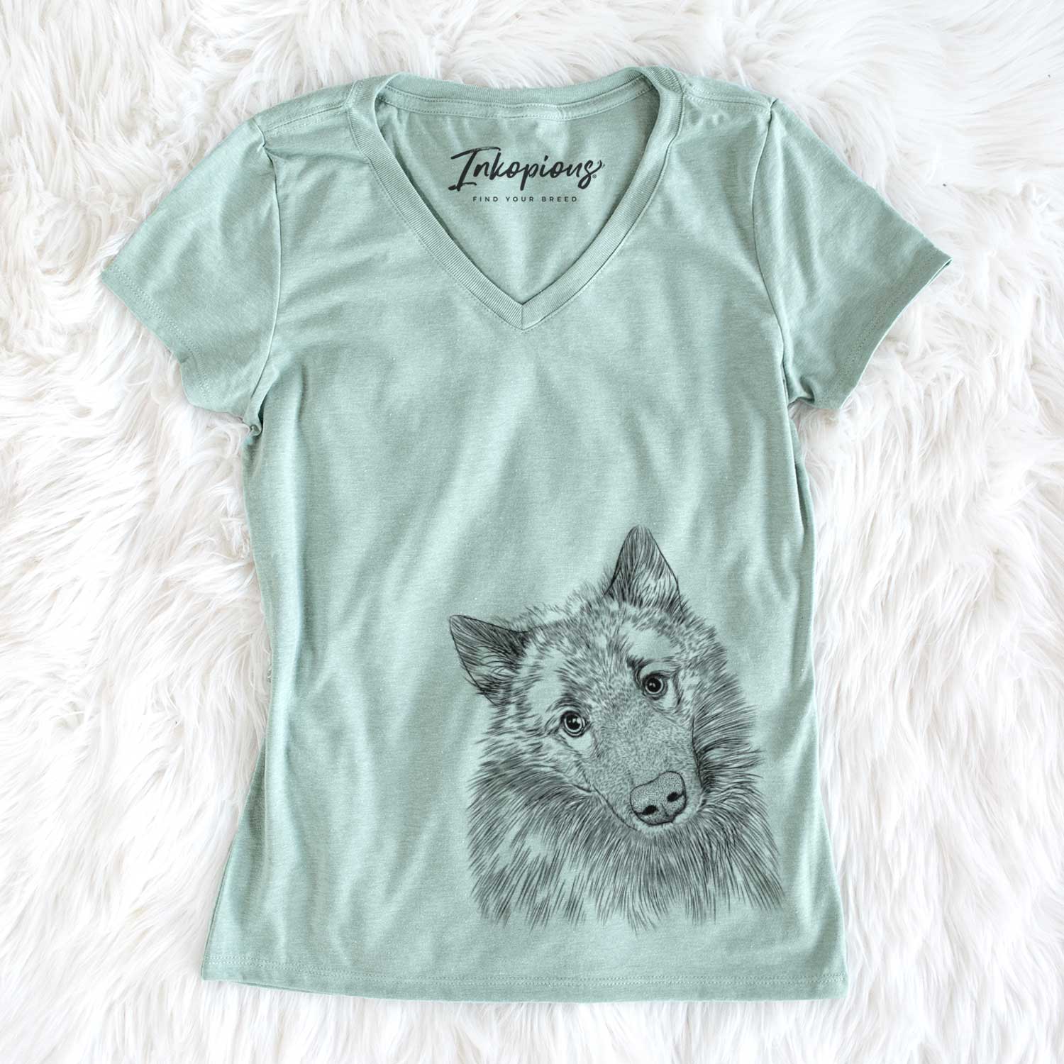 Bare Mr. Maverick the Keeshond - Women's V-neck Shirt