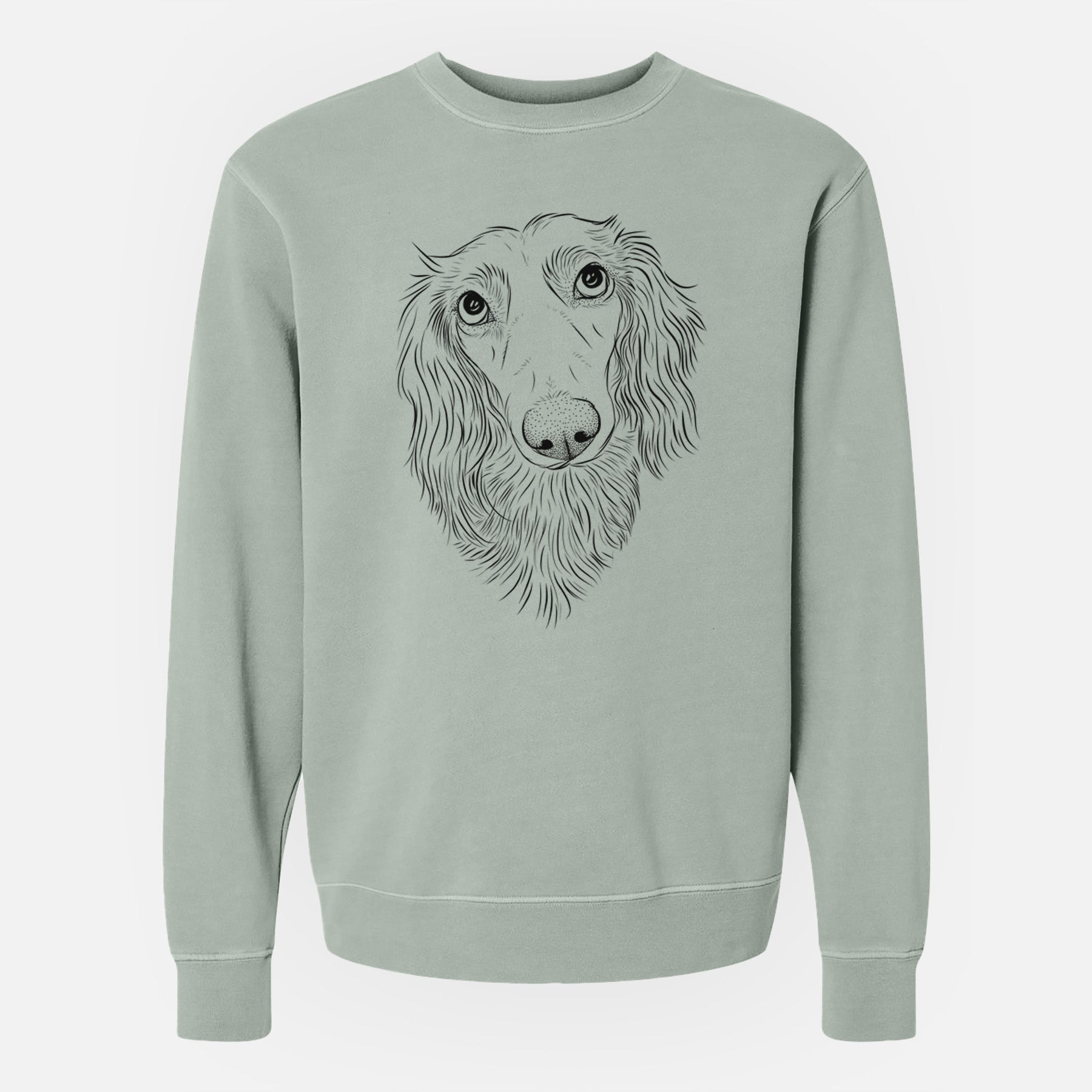 Bare Mr. Rusty the Long Haired Dachshund - Unisex Pigment Dyed Crew Sweatshirt