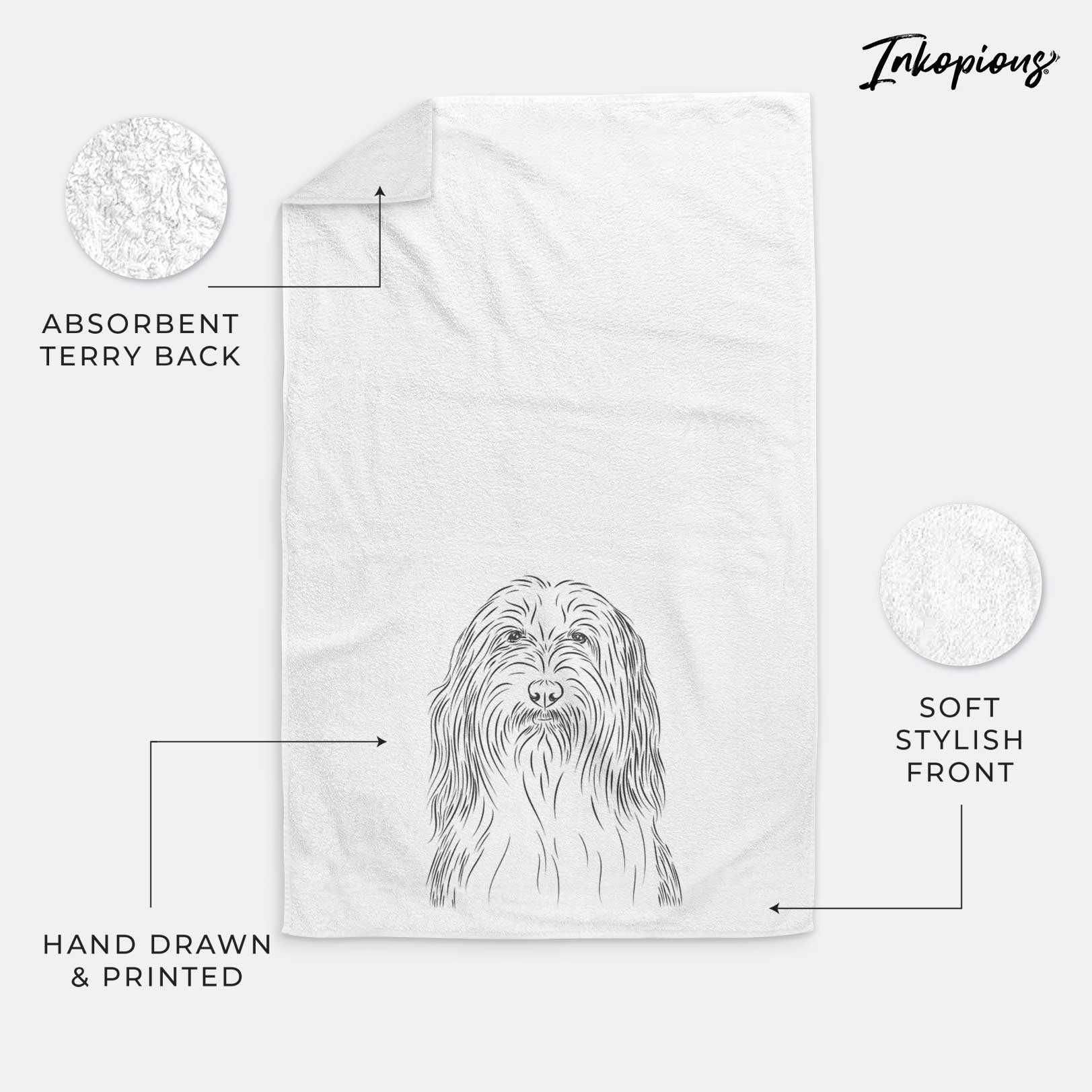 Murray the Bearded Collie Decorative Hand Towel