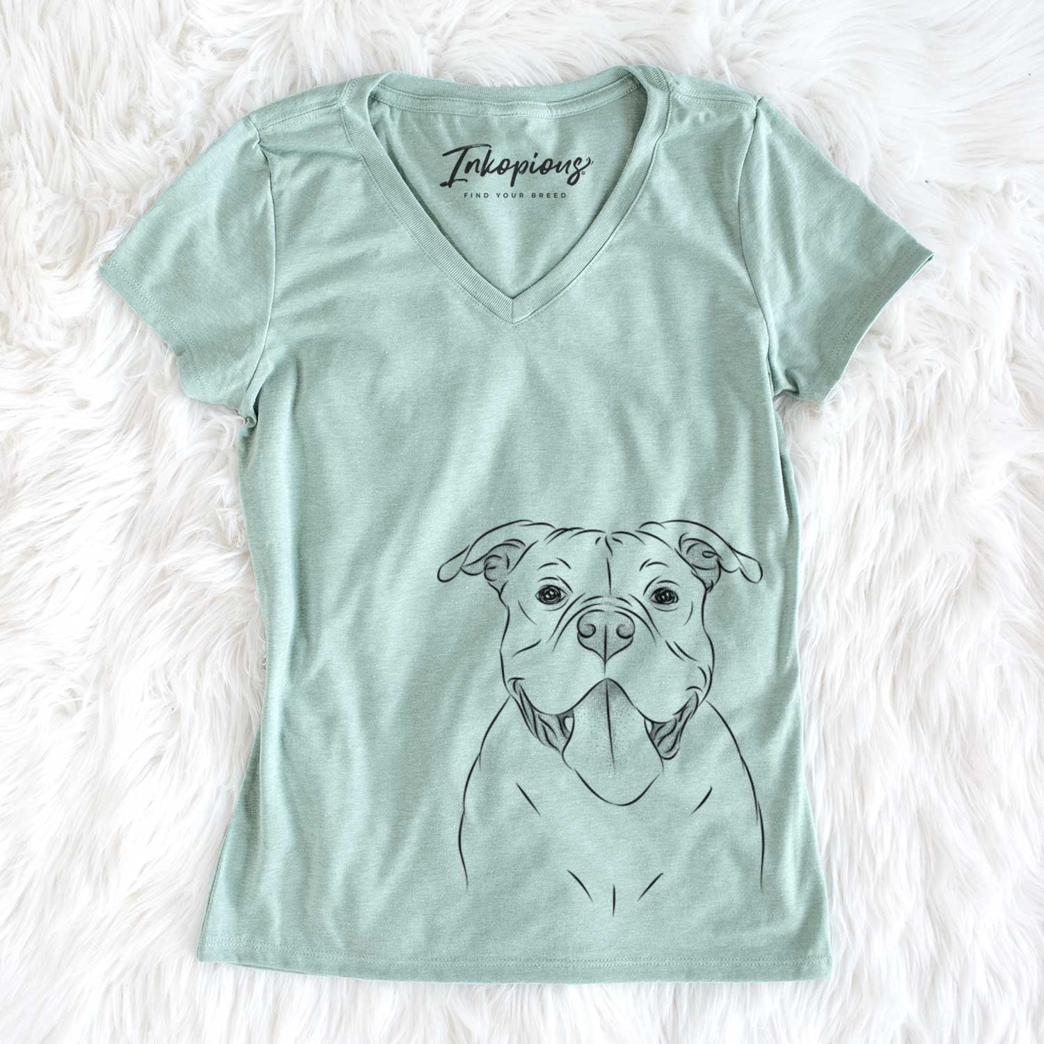 Bare Nacho the American Bully - Women's V-neck Shirt
