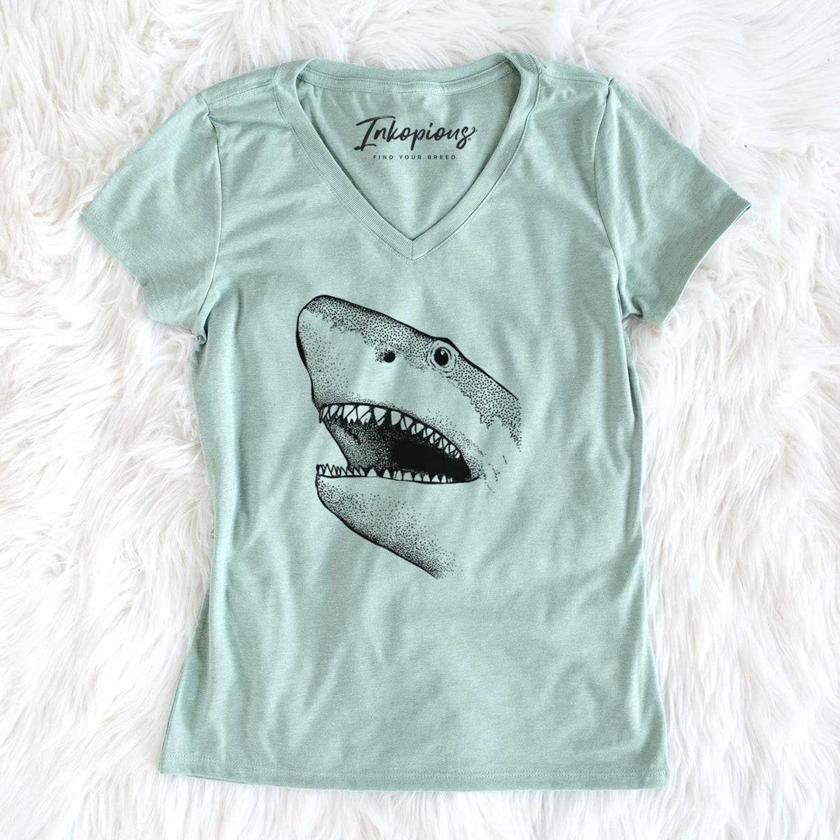 Bare Nado the Great White Shark - Women&#39;s V-neck Shirt