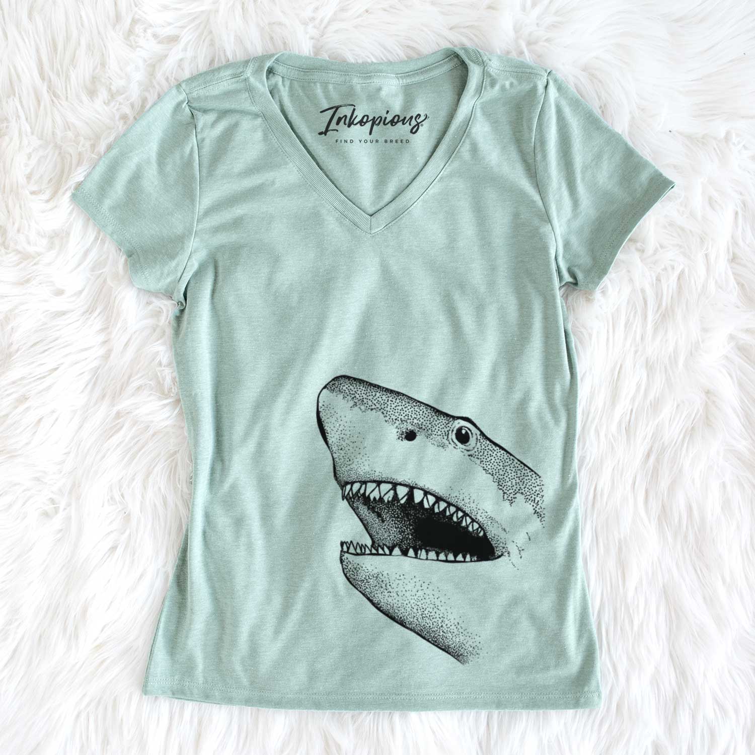 Bare Nado the Great White Shark - Women's V-neck Shirt