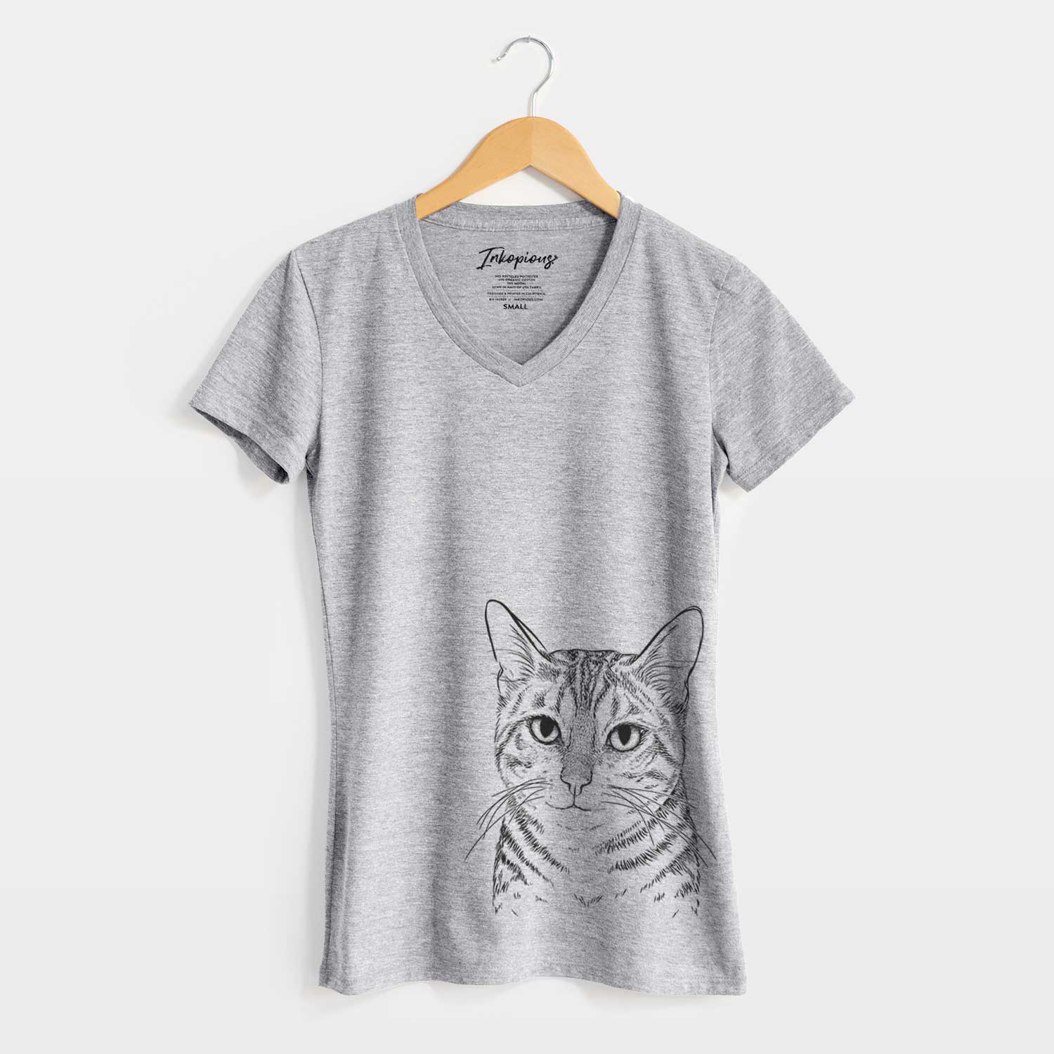 Bare Nell the Tabby Cat - Women's V-neck Shirt