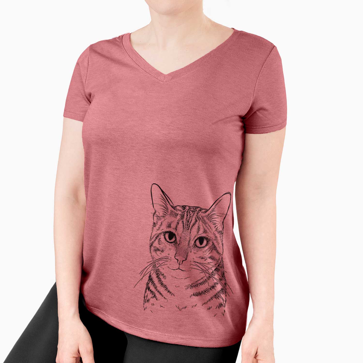 Bare Nell the Tabby Cat - Women's V-neck Shirt