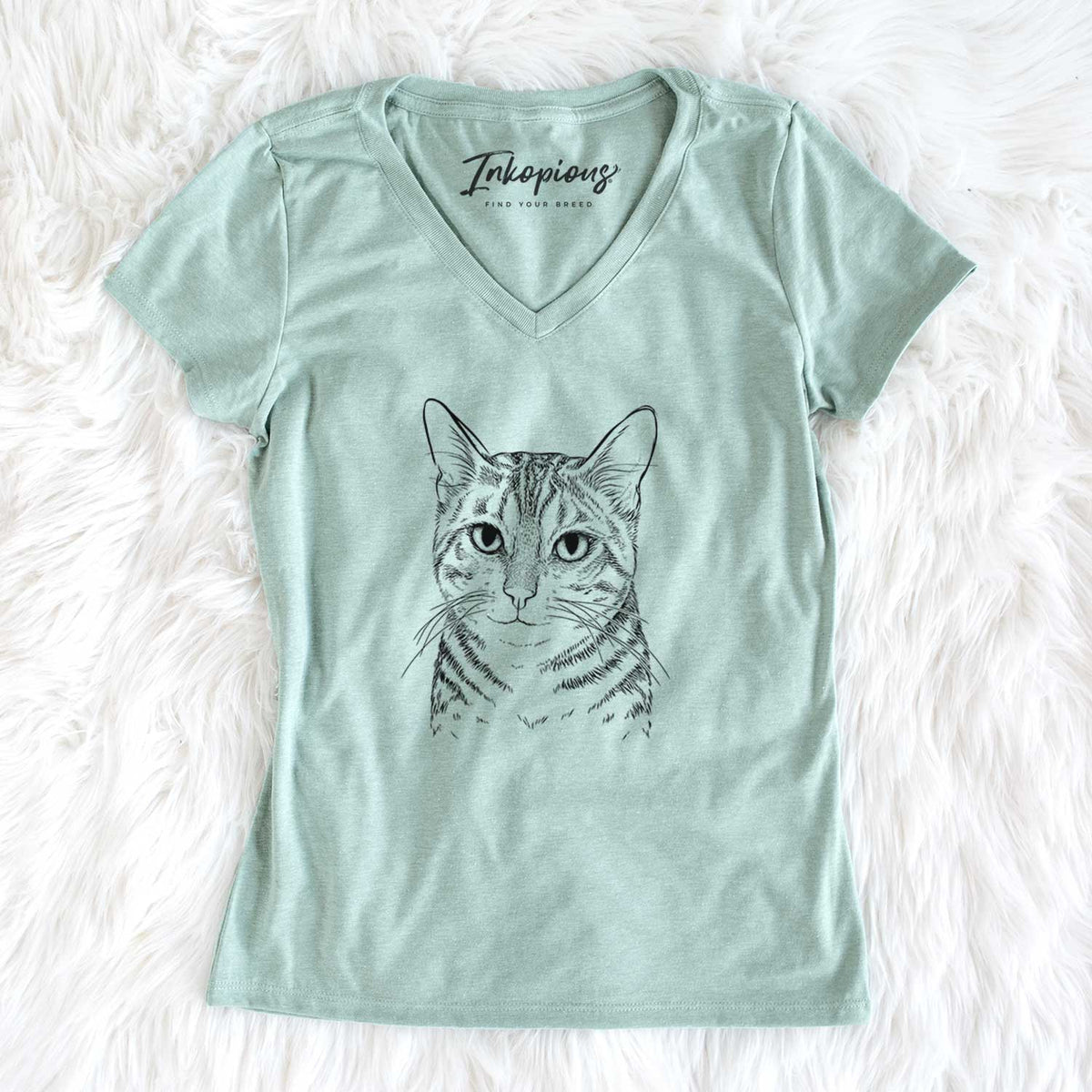 Bare Nell the Tabby Cat - Women&#39;s V-neck Shirt