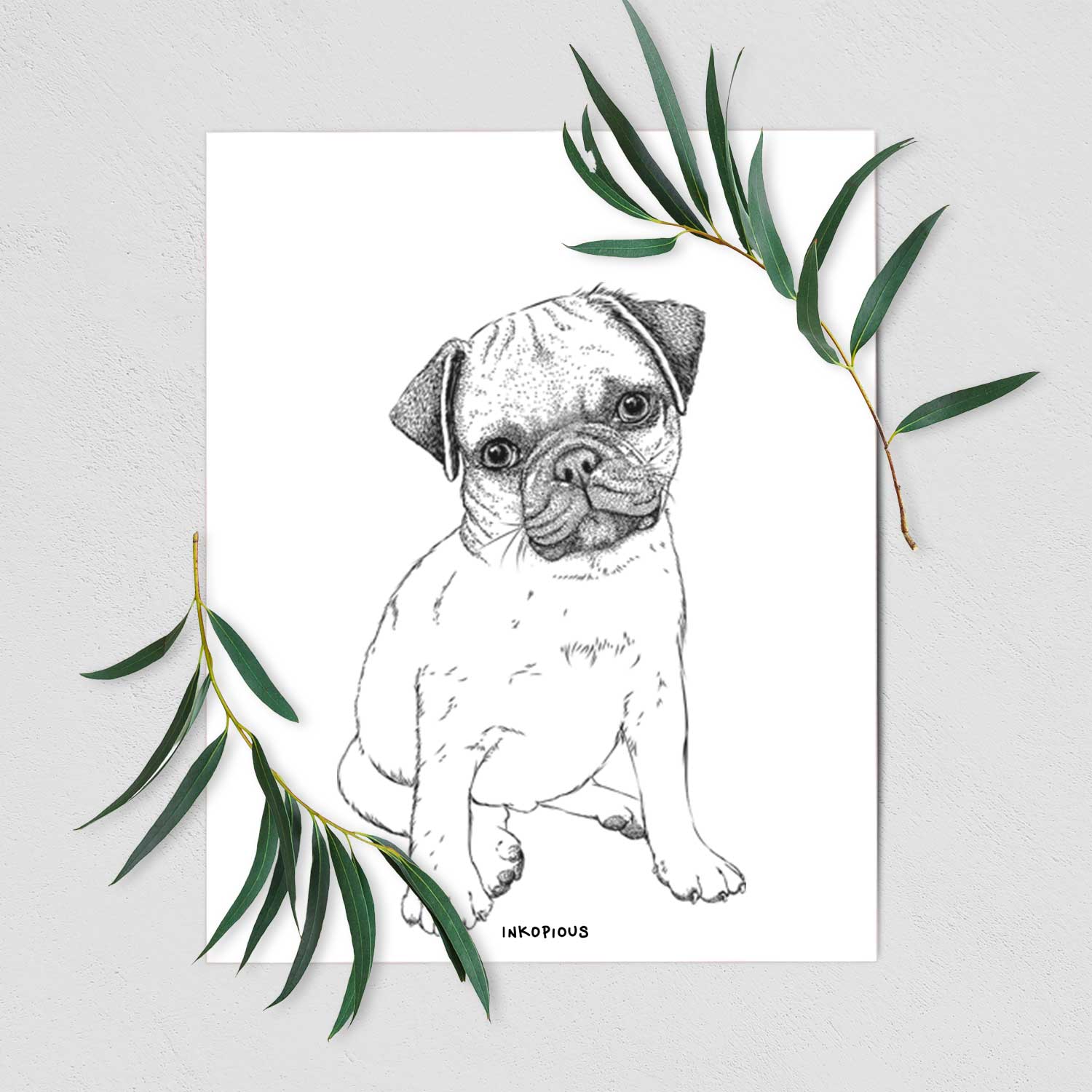 Nelson the Pug Puppy Art Print