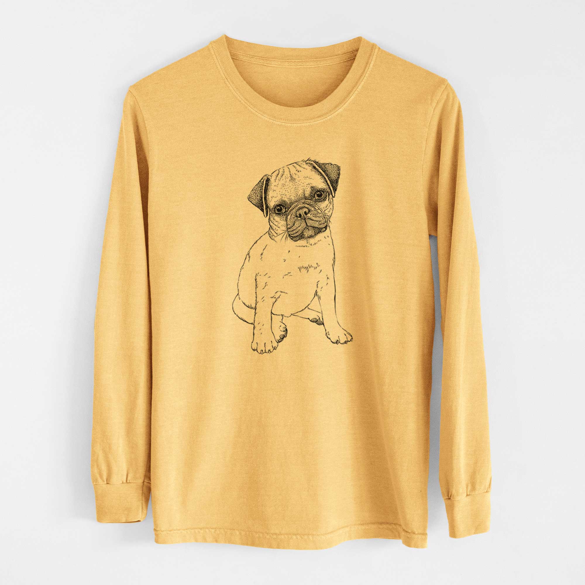 Bare Nelson the Pug Puppy - Heavyweight 100% Cotton Long Sleeve