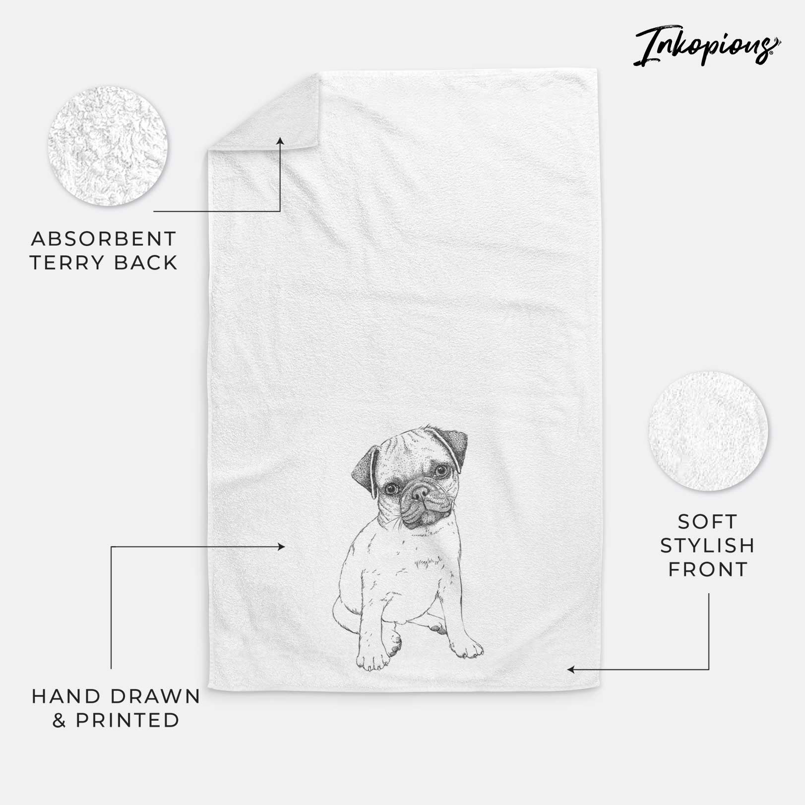 Nelson the Pug Puppy Decorative Hand Towel