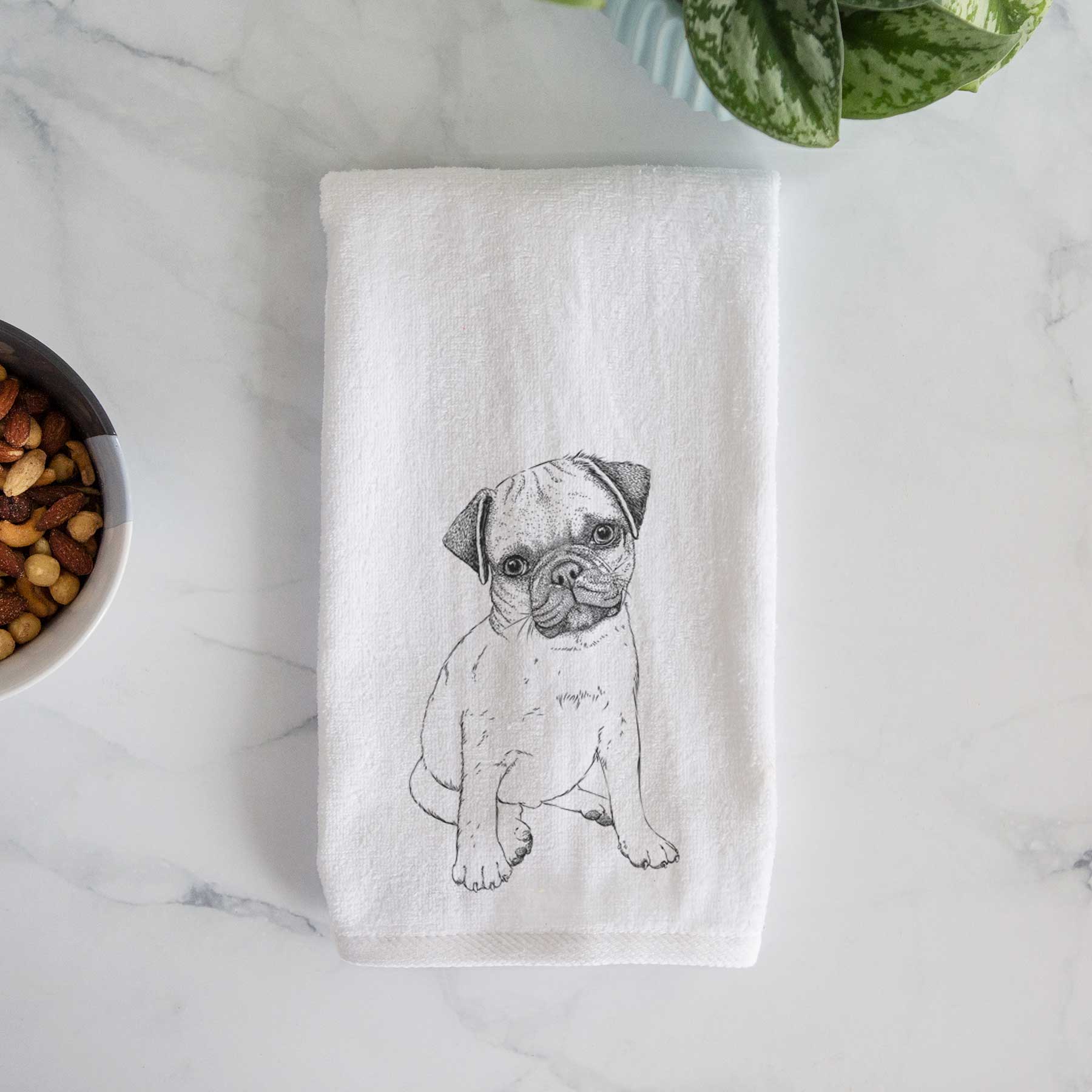 Nelson the Pug Puppy Decorative Hand Towel