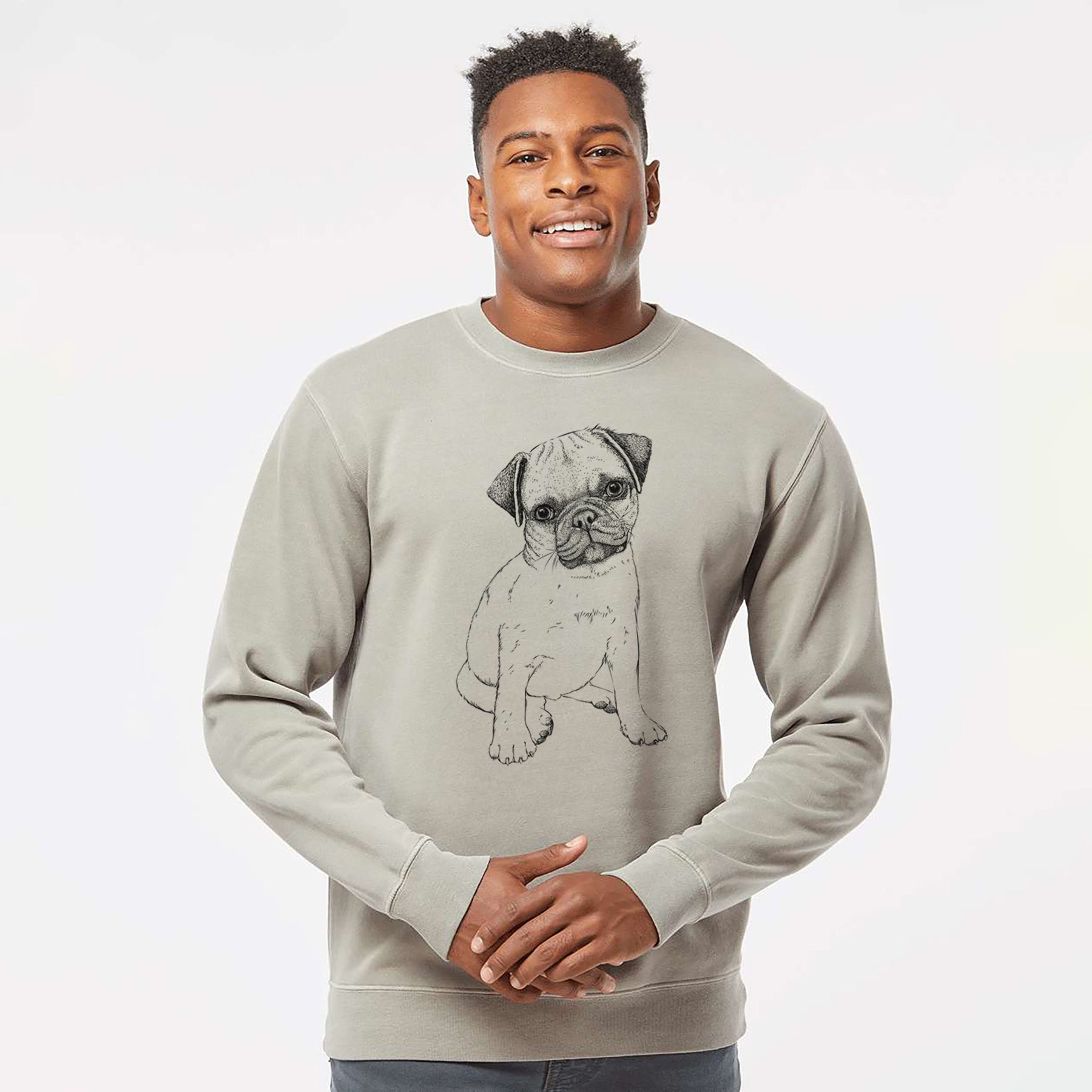 Bare Nelson the Pug Puppy - Unisex Pigment Dyed Crew Sweatshirt