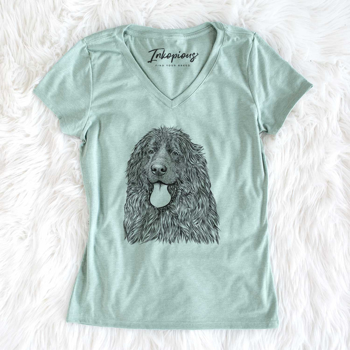 Bare Neptune the Newfoundland - Women&#39;s V-neck Shirt