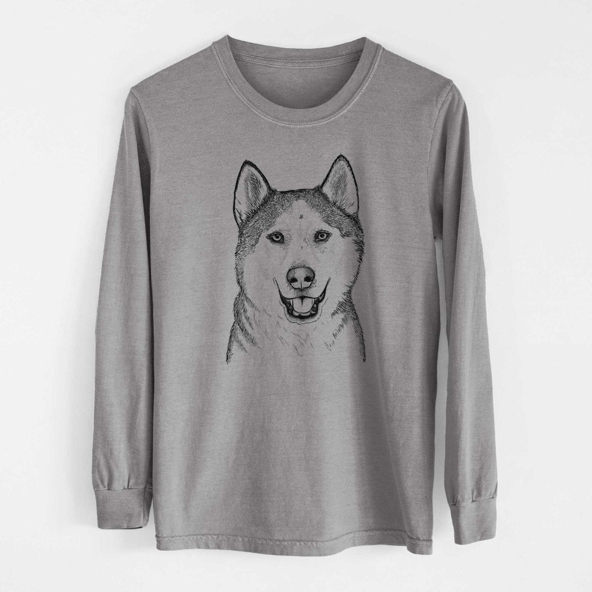 Bare Nika the Siberian Husky - Heavyweight 100% Cotton Long Sleeve