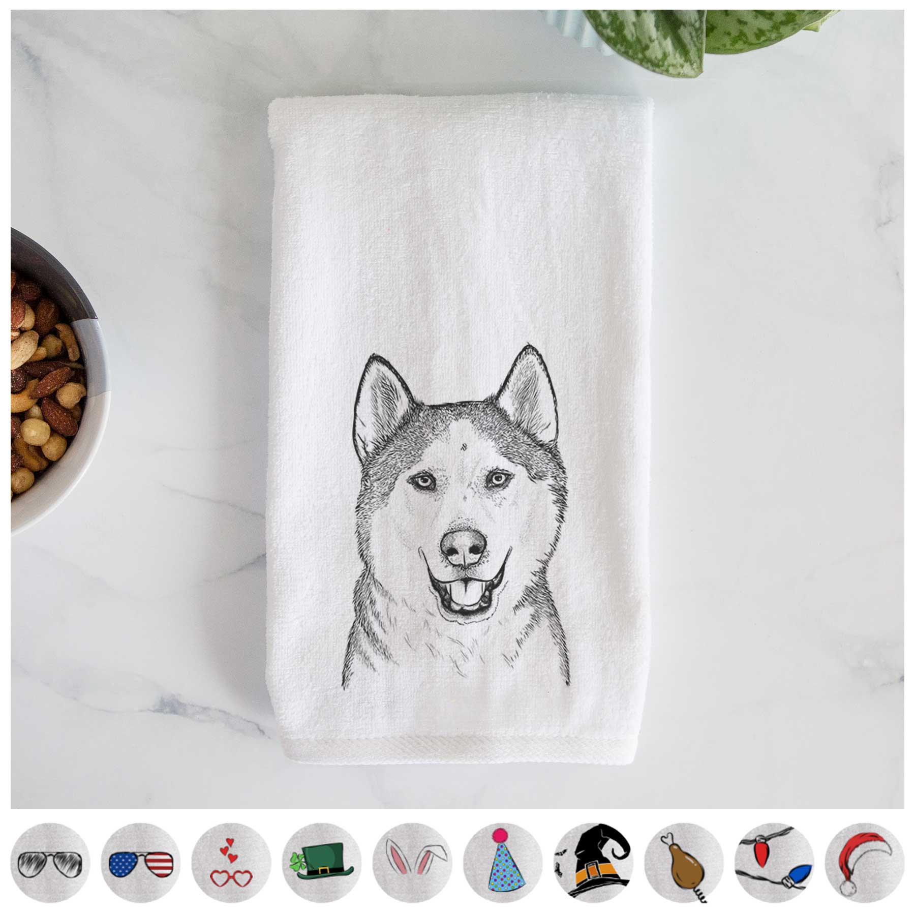 Nika the Siberian Husky Decorative Hand Towel