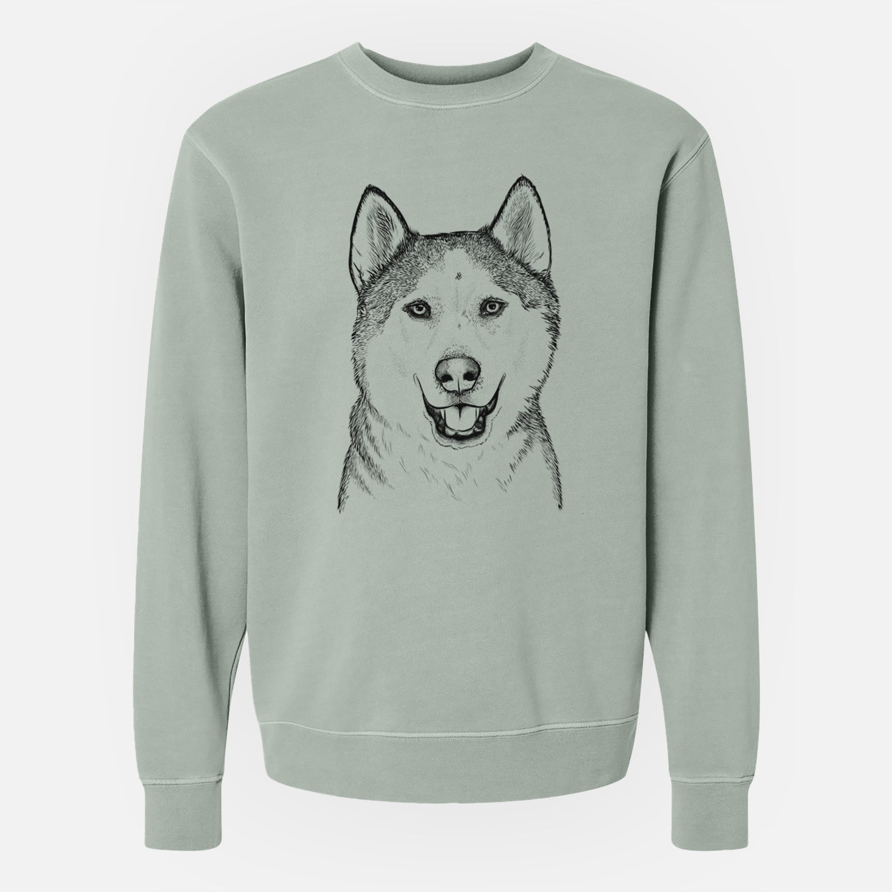 Bare Nika the Siberian Husky - Unisex Pigment Dyed Crew Sweatshirt