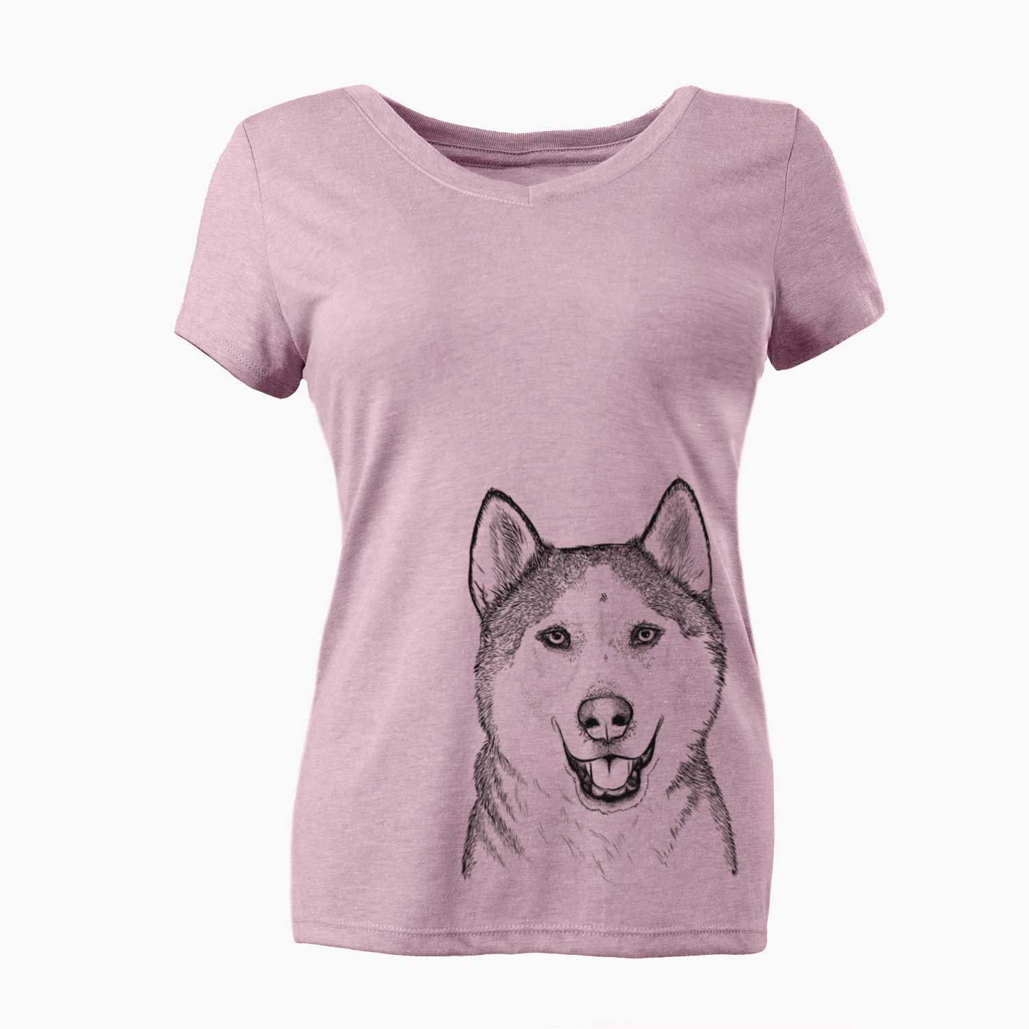 Bare Nika the Siberian Husky - Women's V-neck Shirt