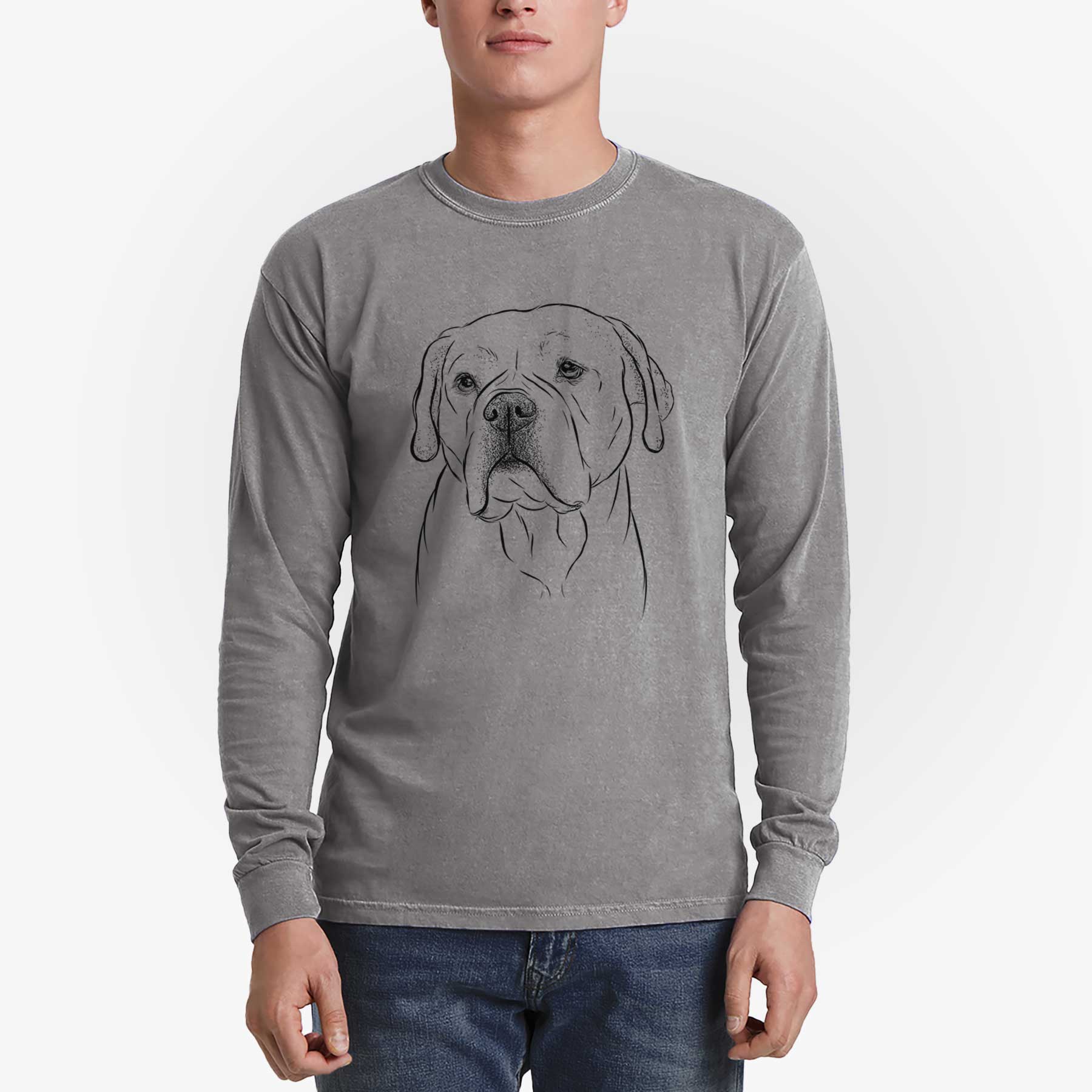 Bare Nora the American Bulldog Mix - Heavyweight 100% Cotton Long Sleeve