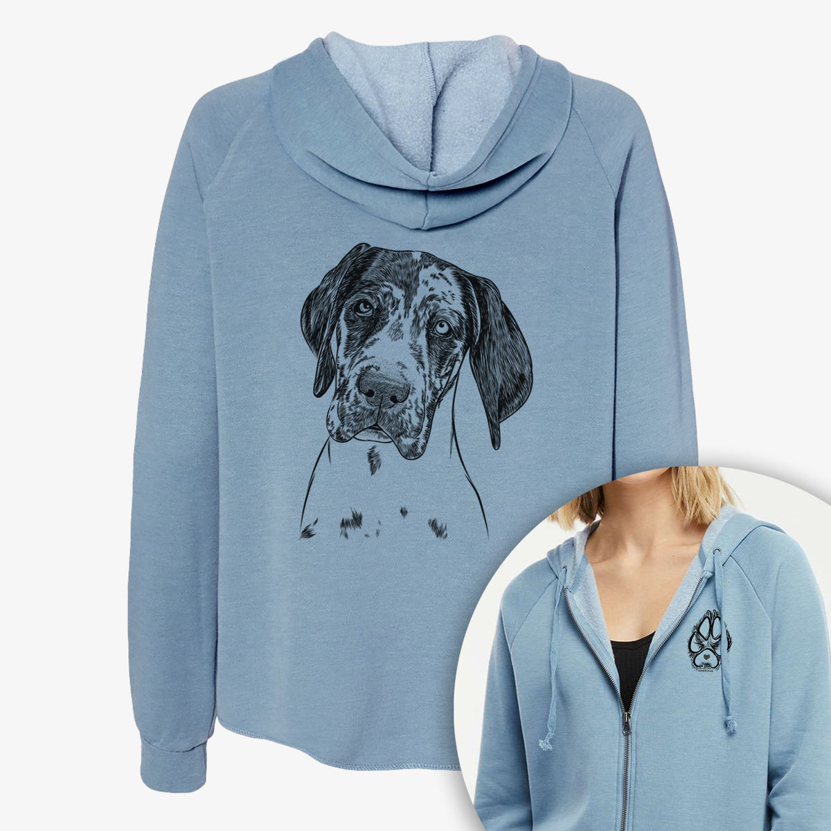 Nyx the Great Dane - Women&#39;s Cali Wave Zip-Up Sweatshirt