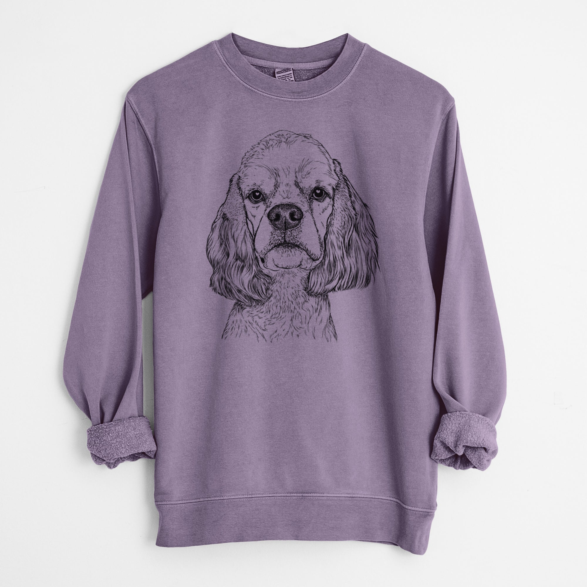 Bare Oakley the American Cocker Spaniel - Unisex Pigment Dyed Crew Sweatshirt