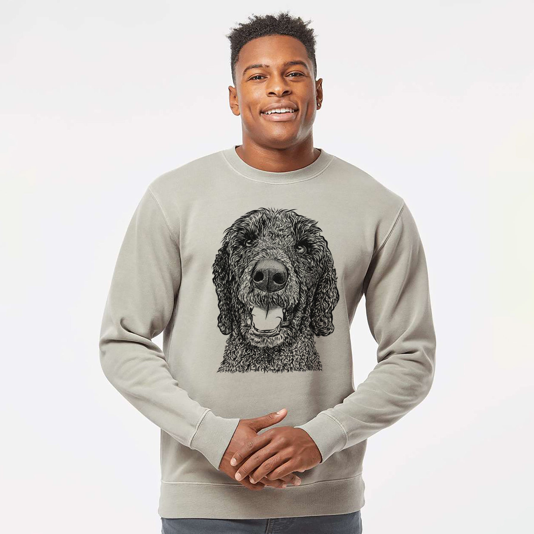 Bare Obi James the Goldendoodle - Unisex Pigment Dyed Crew Sweatshirt