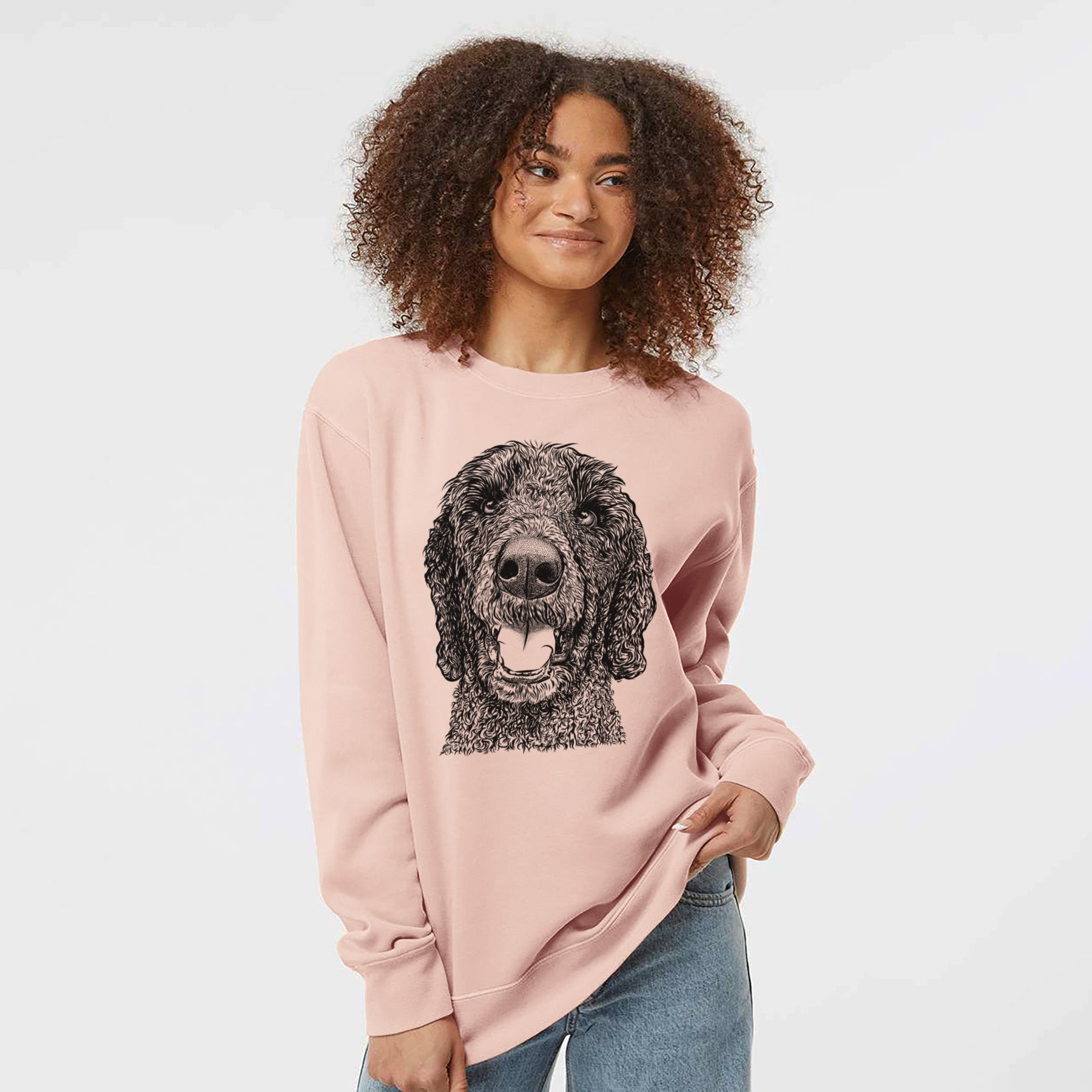 Bare Obi James the Goldendoodle - Unisex Pigment Dyed Crew Sweatshirt