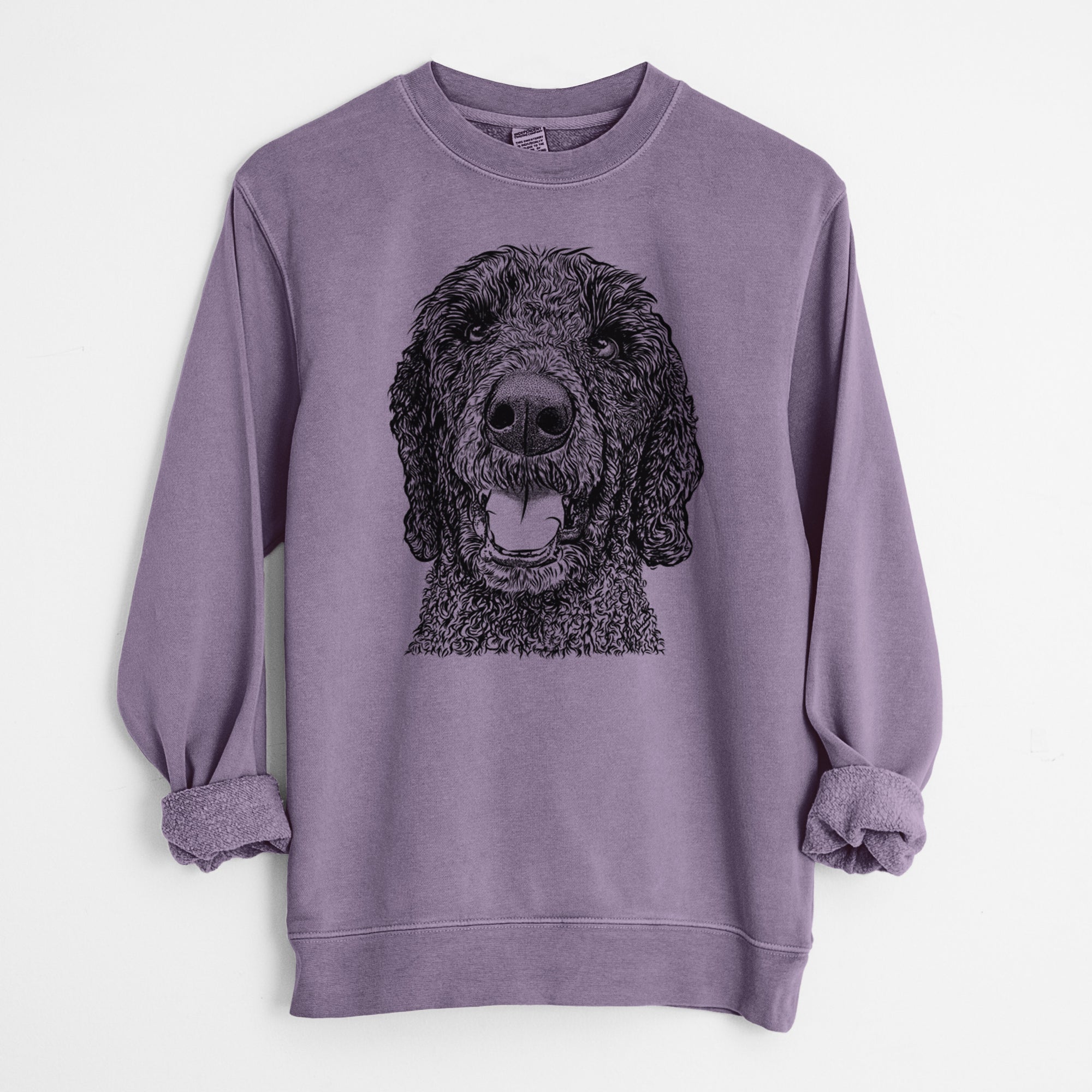 Bare Obi James the Goldendoodle - Unisex Pigment Dyed Crew Sweatshirt