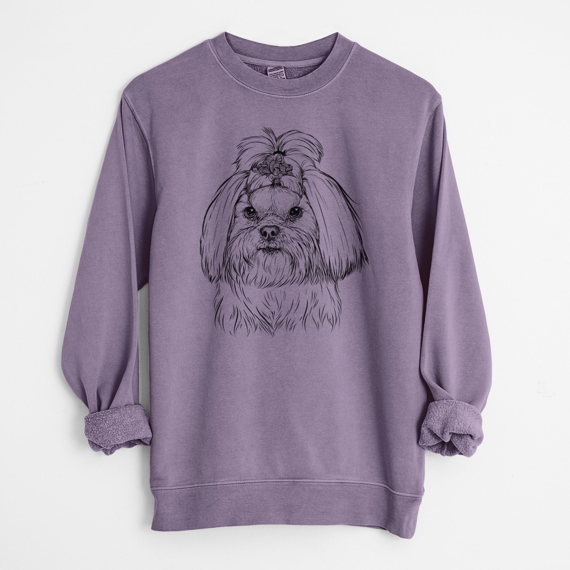 Bare Olga the Shih Tzu - Unisex Pigment Dyed Crew Sweatshirt