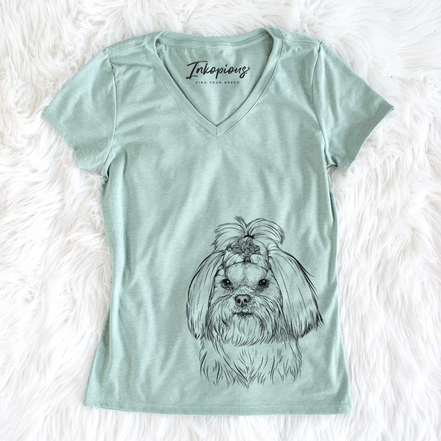 Bare Olga the Shih Tzu - Women's V-neck Shirt