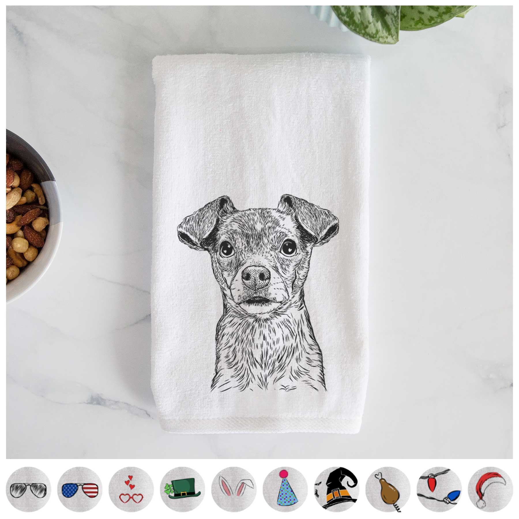 Olive the Mixed Breed Decorative Hand Towel