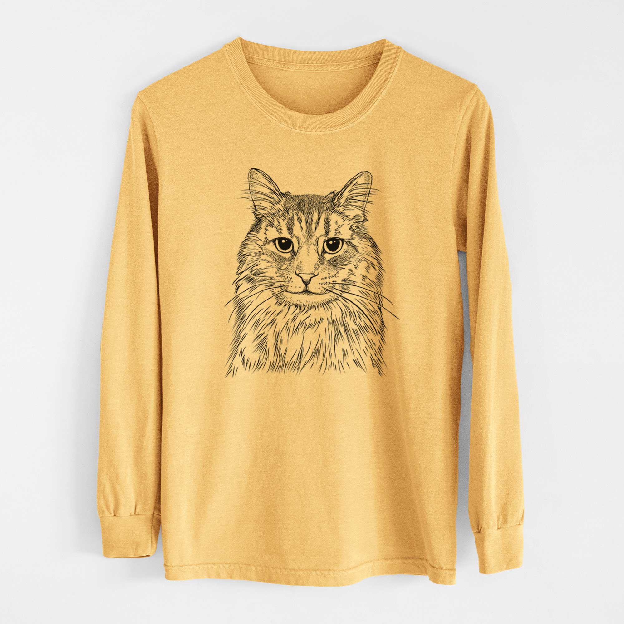 Bare Oliver Fluff the Maine Coon Mix Cat - Heavyweight 100% Cotton Long Sleeve