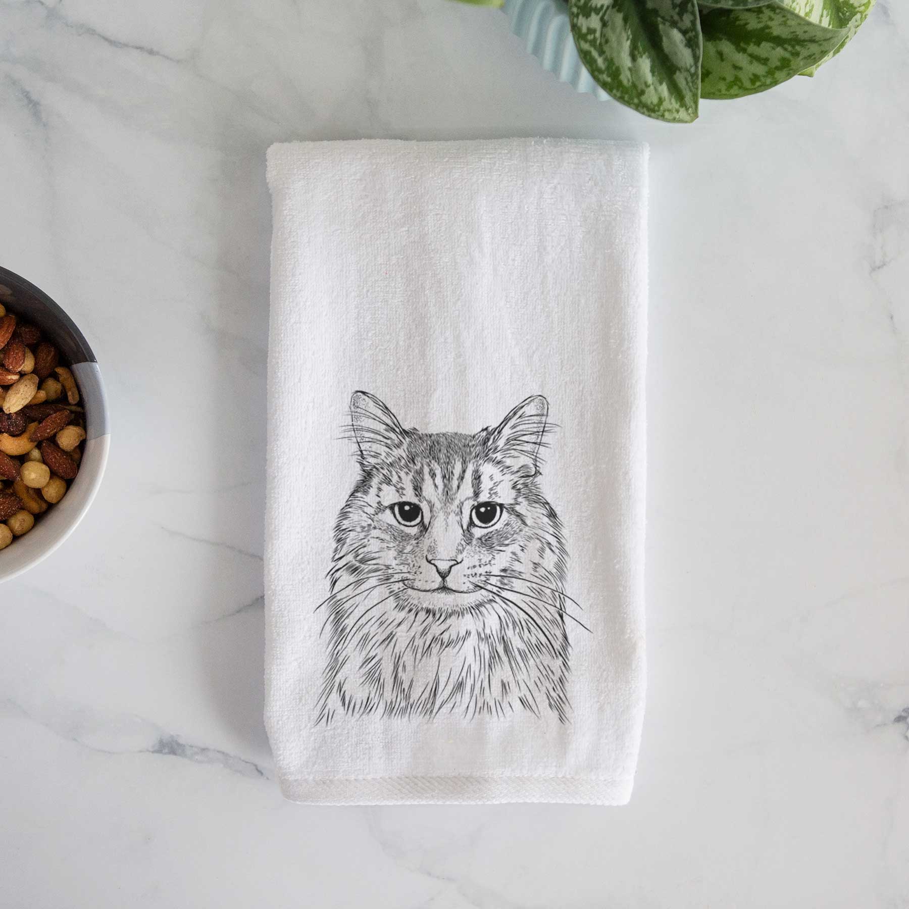 Oliver Fluff the Maine Coon Mix Cat Decorative Hand Towel