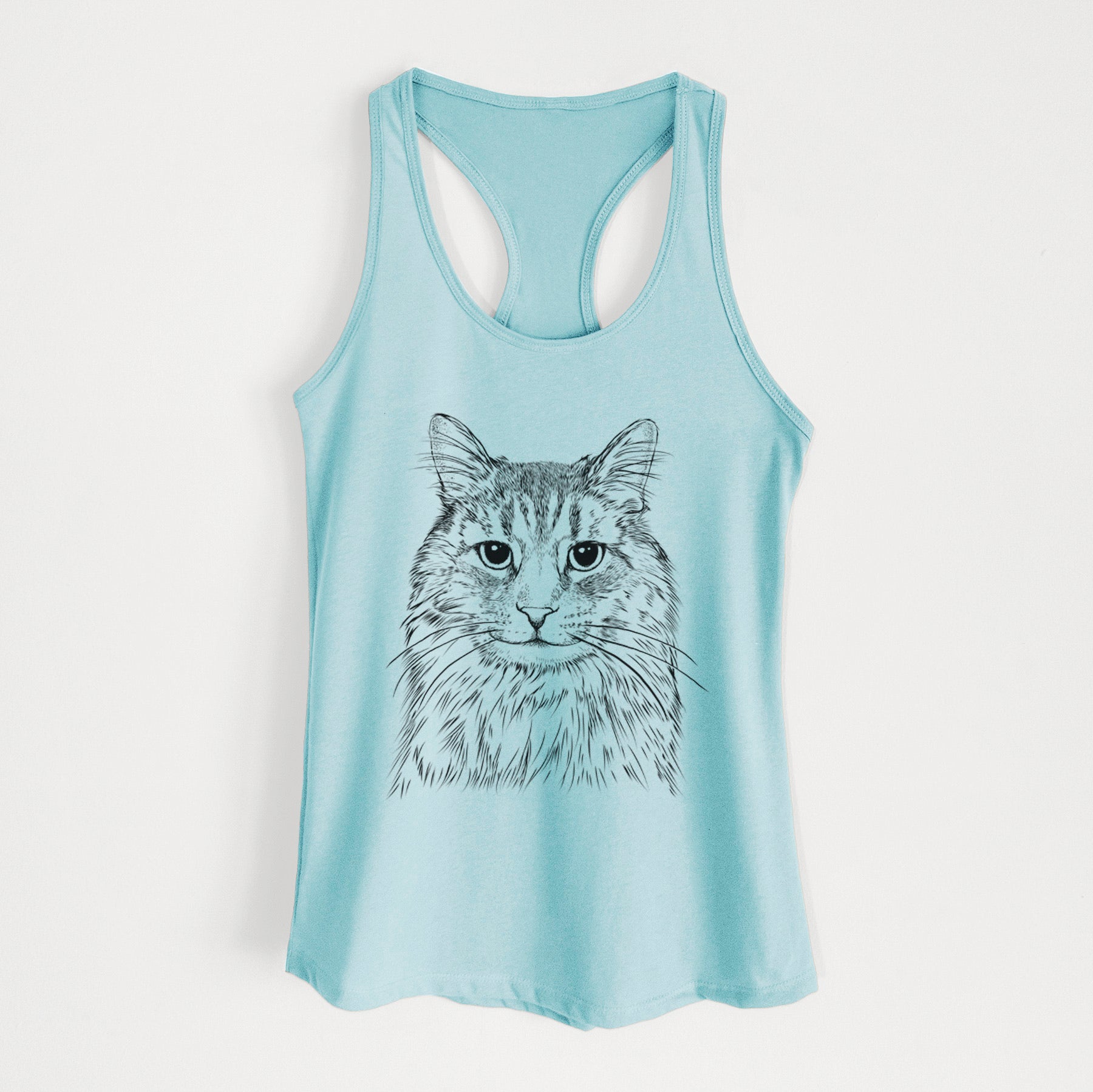 Oliver Fluff the Maine Coon Mix Cat - Women's Racerback Tanktop