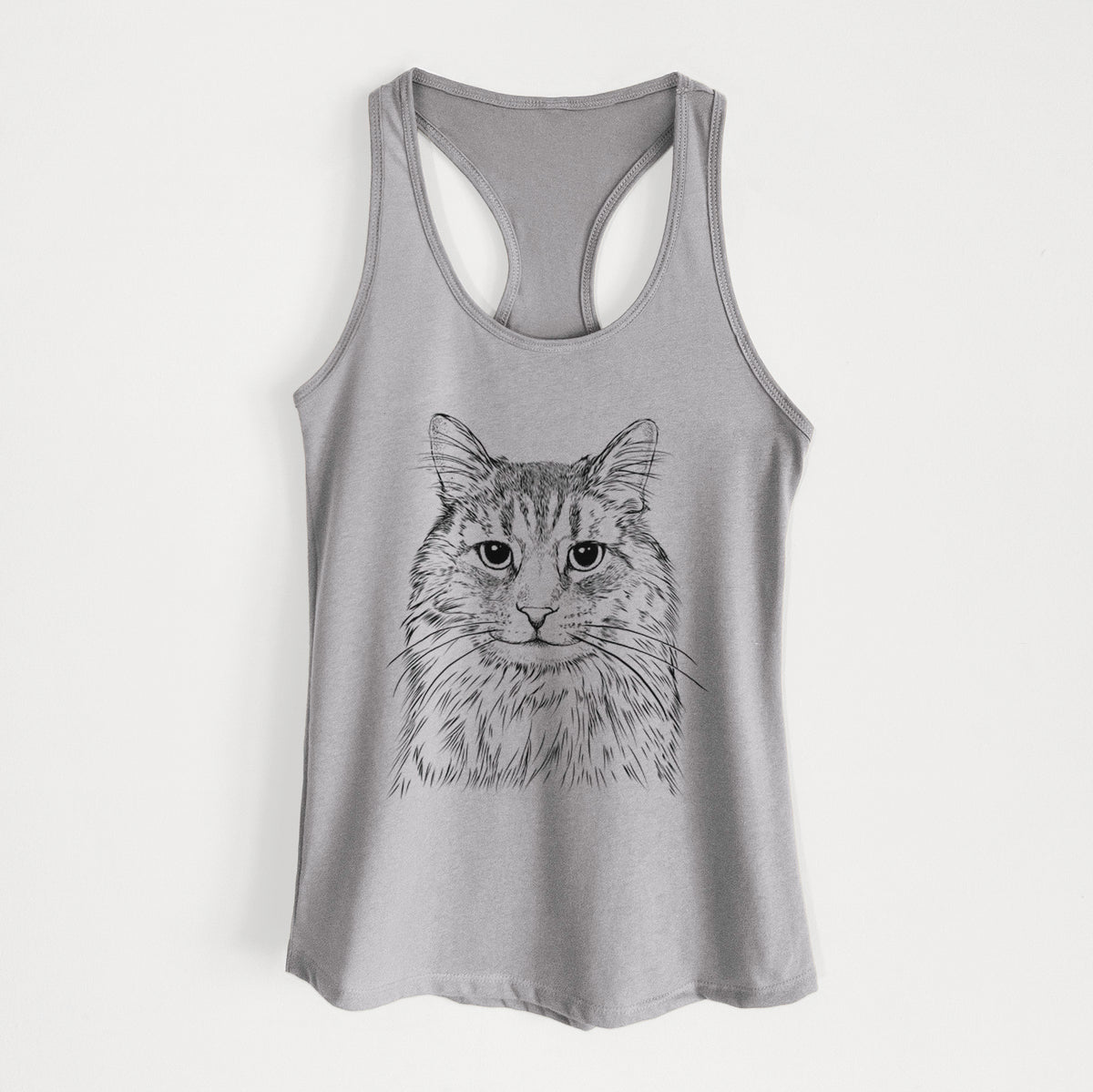 Oliver Fluff the Maine Coon Mix Cat - Women&#39;s Racerback Tanktop