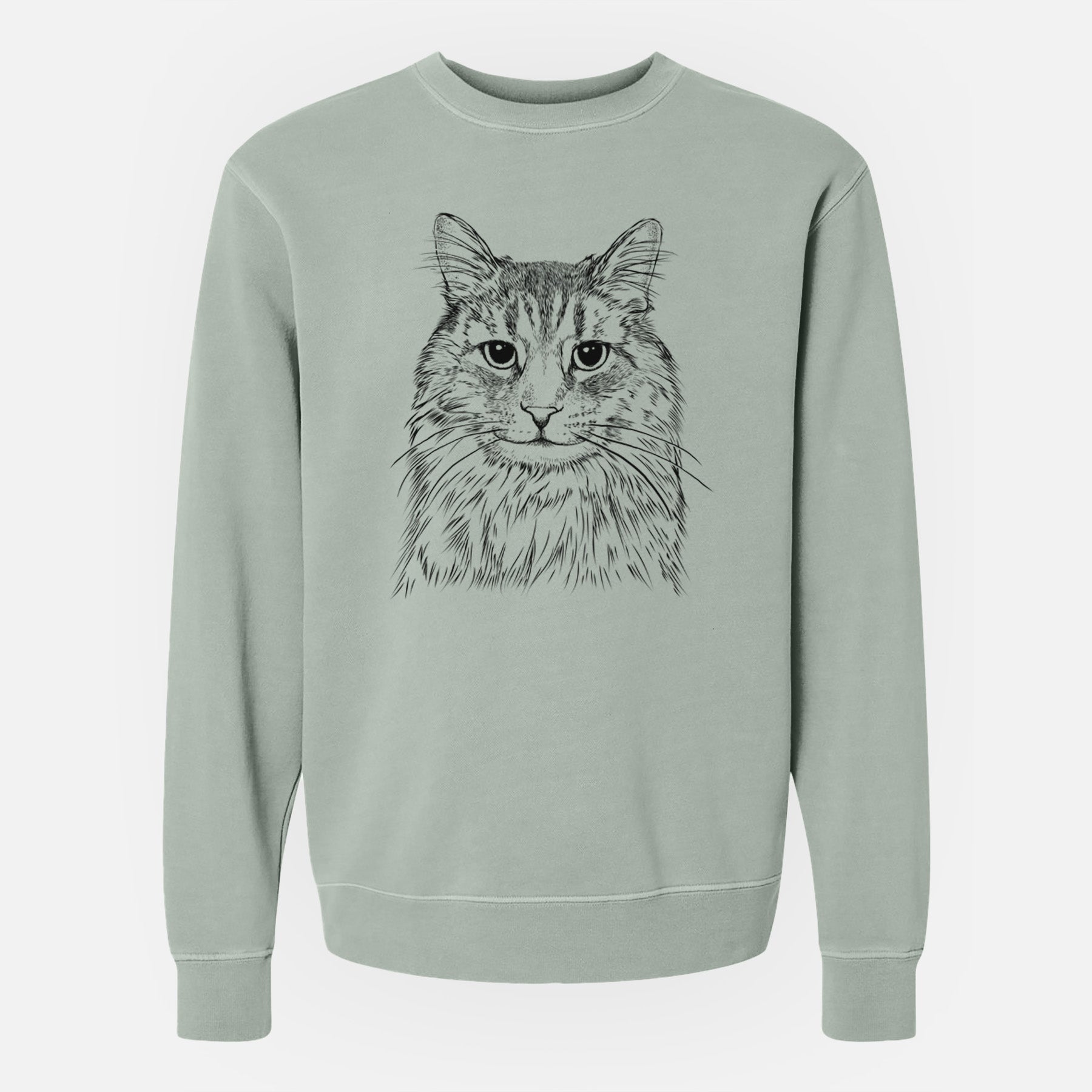 Bare Oliver Fluff the Maine Coon Mix Cat - Unisex Pigment Dyed Crew Sweatshirt