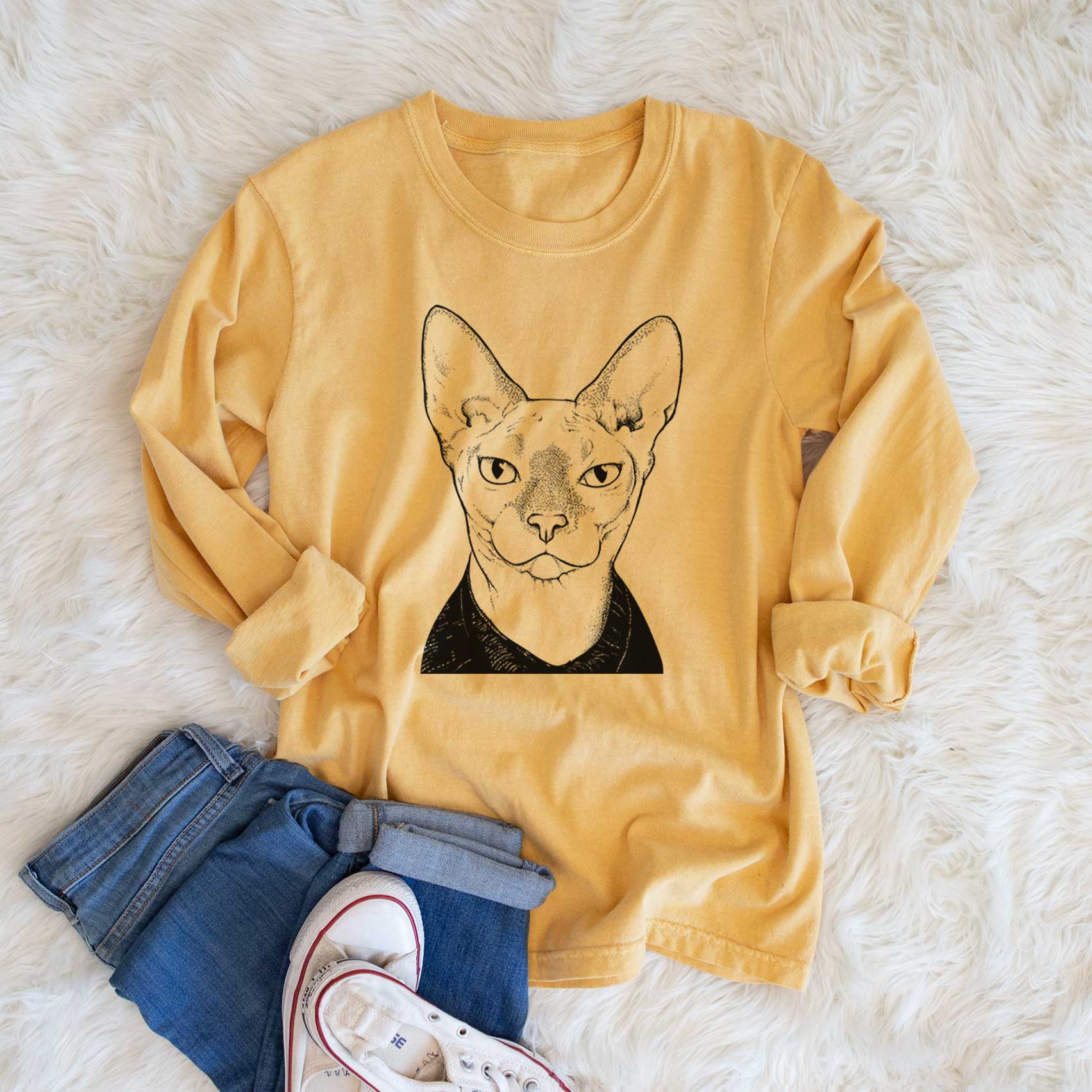 Bare Oliver Watson the Sphynx Cat - Heavyweight 100% Cotton Long Sleeve