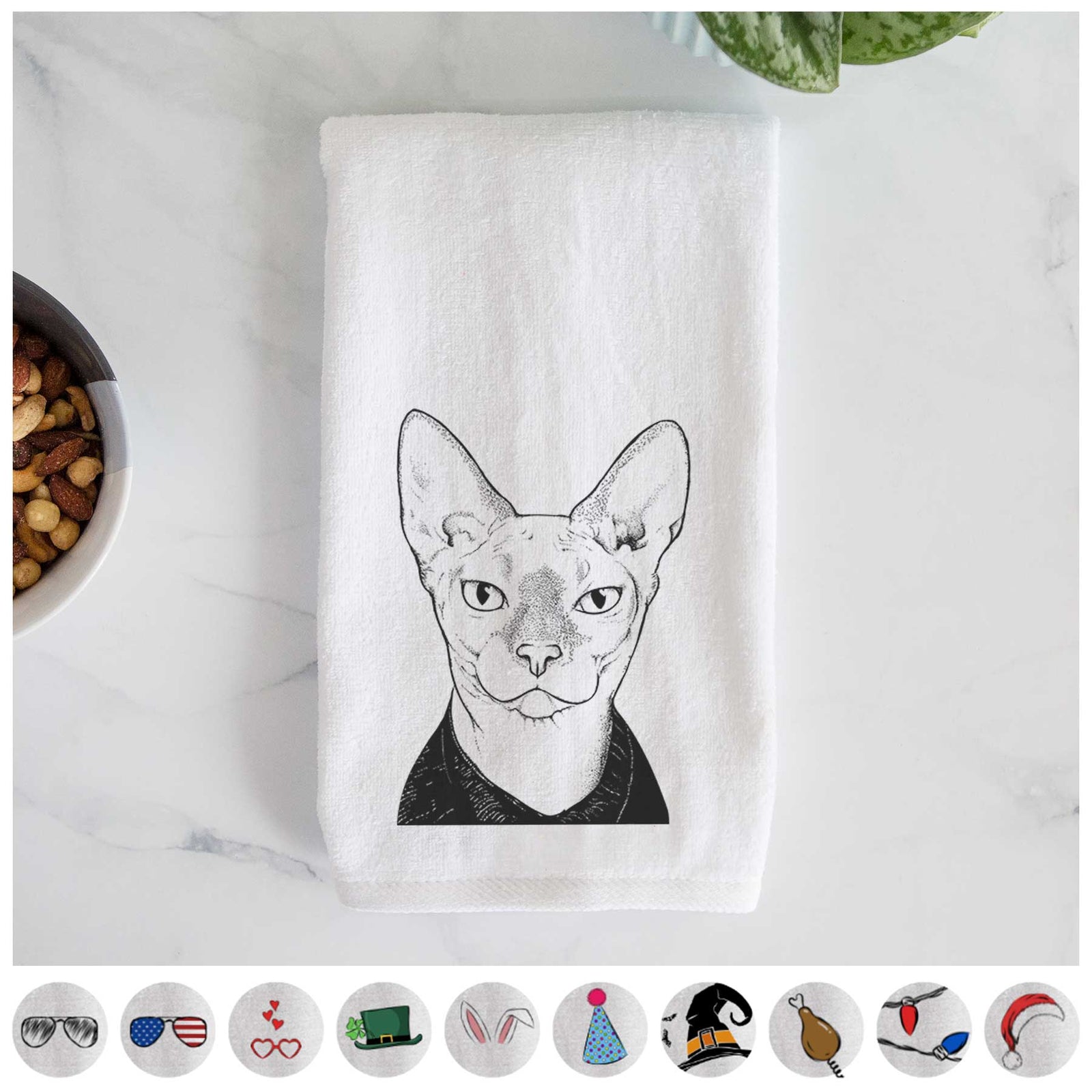 Oliver Watson the Sphynx Cat Decorative Hand Towel