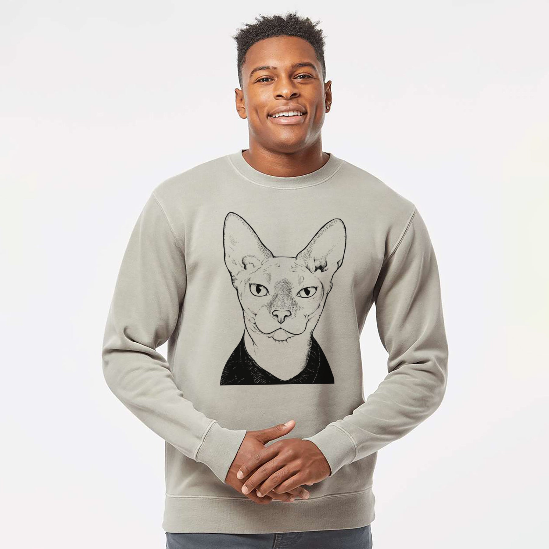 Bare Oliver Watson the Sphynx Cat - Unisex Pigment Dyed Crew Sweatshirt